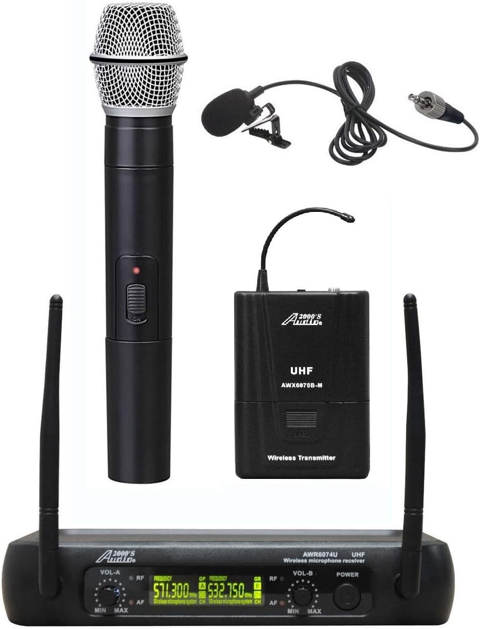 Audio 2000S XLR Wireless Microphone System with Body-Pack, Lavalier, and Receiver