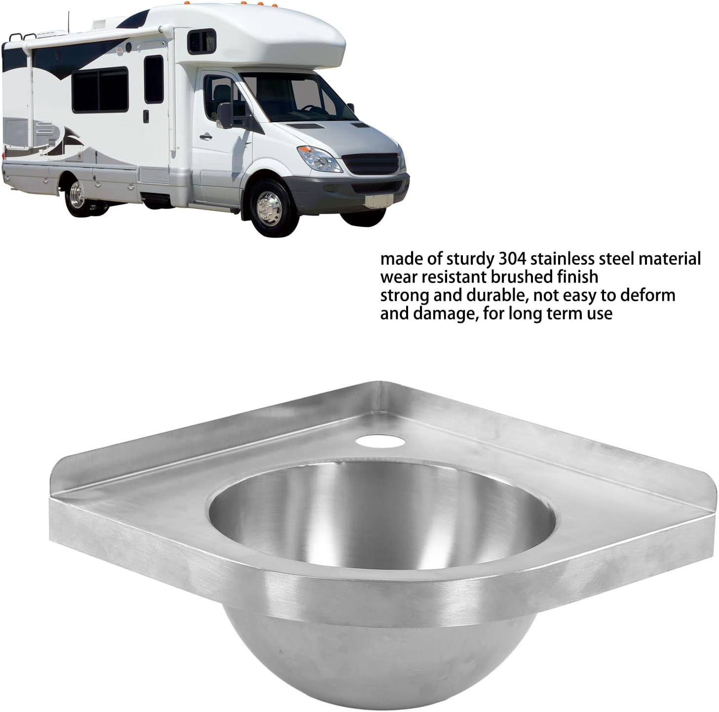 Diydeg Corner Bathroom Sink, Stainless Steel Wall Mount Corner Sink, Single Bowl Small Triangle Basin Sink with 36mm Faucet Mounting Hole for Boat, RV, Kitchen, Bathroom,