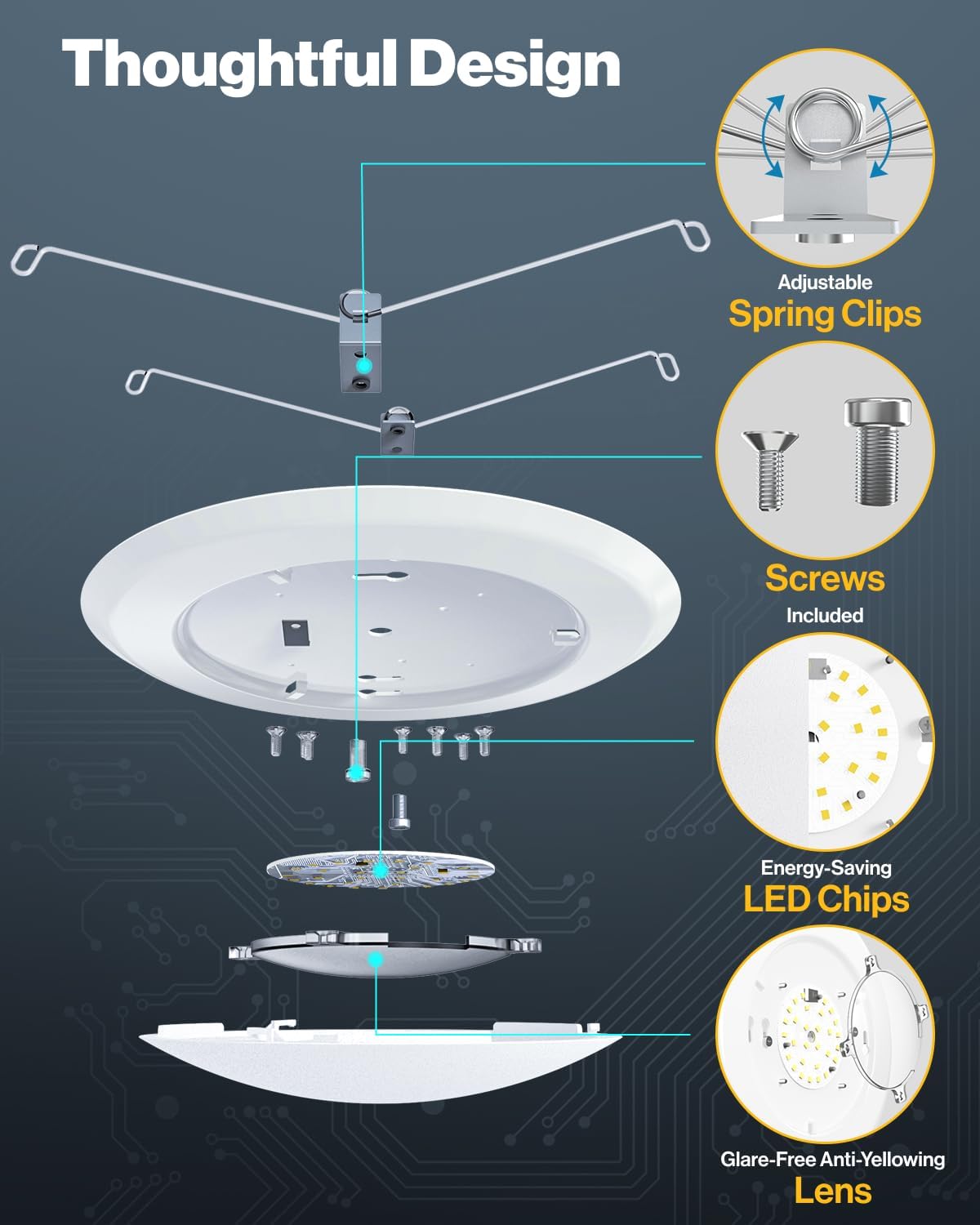 Sunco 24 Pack 6 Inch LED Disk Lights, Flush Mount Ceiling Light Disc, Recessed Can Lighting, 850 LM, 12W (65W Equivalent), 6000K Daylight Deluxe, Dimmable, Damp Rated ETL