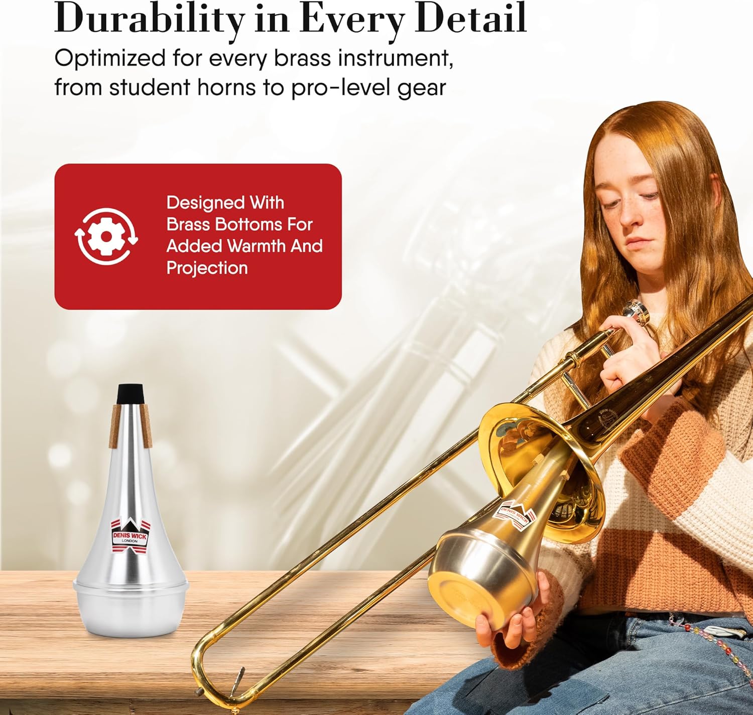 Denis Wick Straight Mute for Trombone, 5505 - Hand-Spun Aluminum Mute with Natural Cork - Brilliant Tone, Reliable Intonation & Tight-Bell Fit for Practice or Performance - 11.1 x 5.4 x 5.4in, 5.15 oz