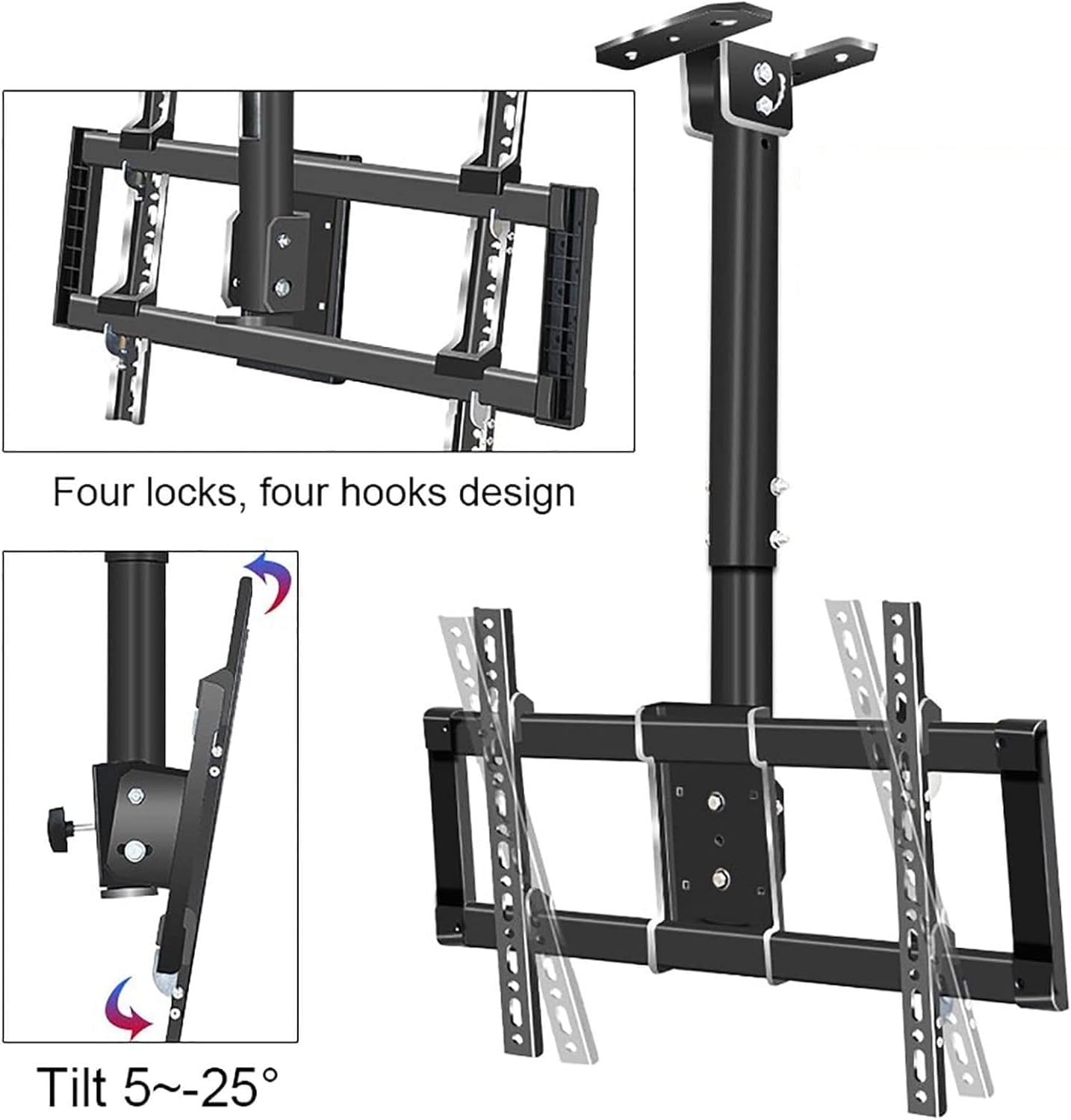 Adjustable Ceiling TV Mount, Tilt and Telescopic Ceiling TV Mount, Ceiling Suspended Telescopic Milk Tea Shop Wall Mount Bracket