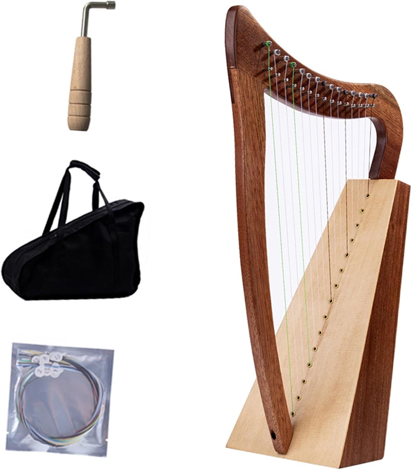 Lyre Harp Set 15-string Niche Instrument Small Harp Mahogany Veneer/spruce Veneer