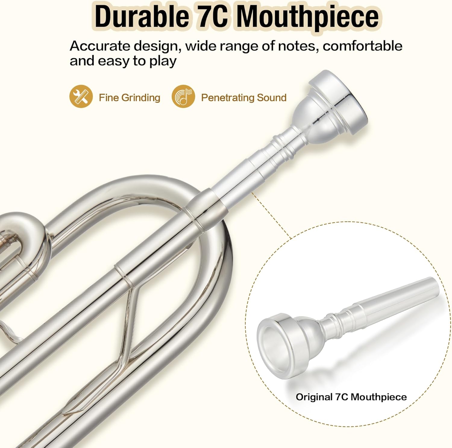 Trumpet Instrument, Band & Orchestra Musical Instruments for Beginners or Advanced Students (Nickel-Plated)