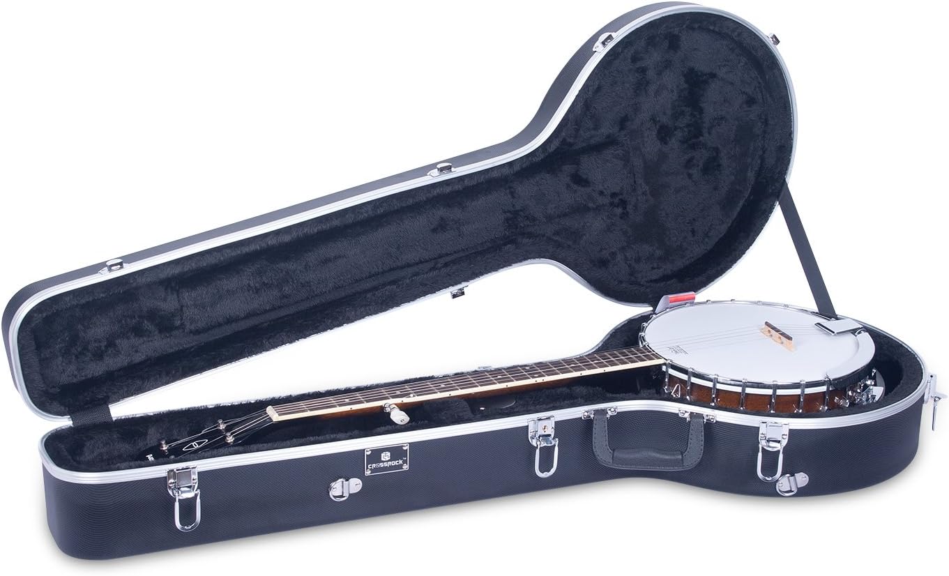 Crossrock CRA860BJBK ABS Molded Hardshell Banjo Case,Backpack Style,For 5-string Resonator/Gibson Tenor Banjo, Black