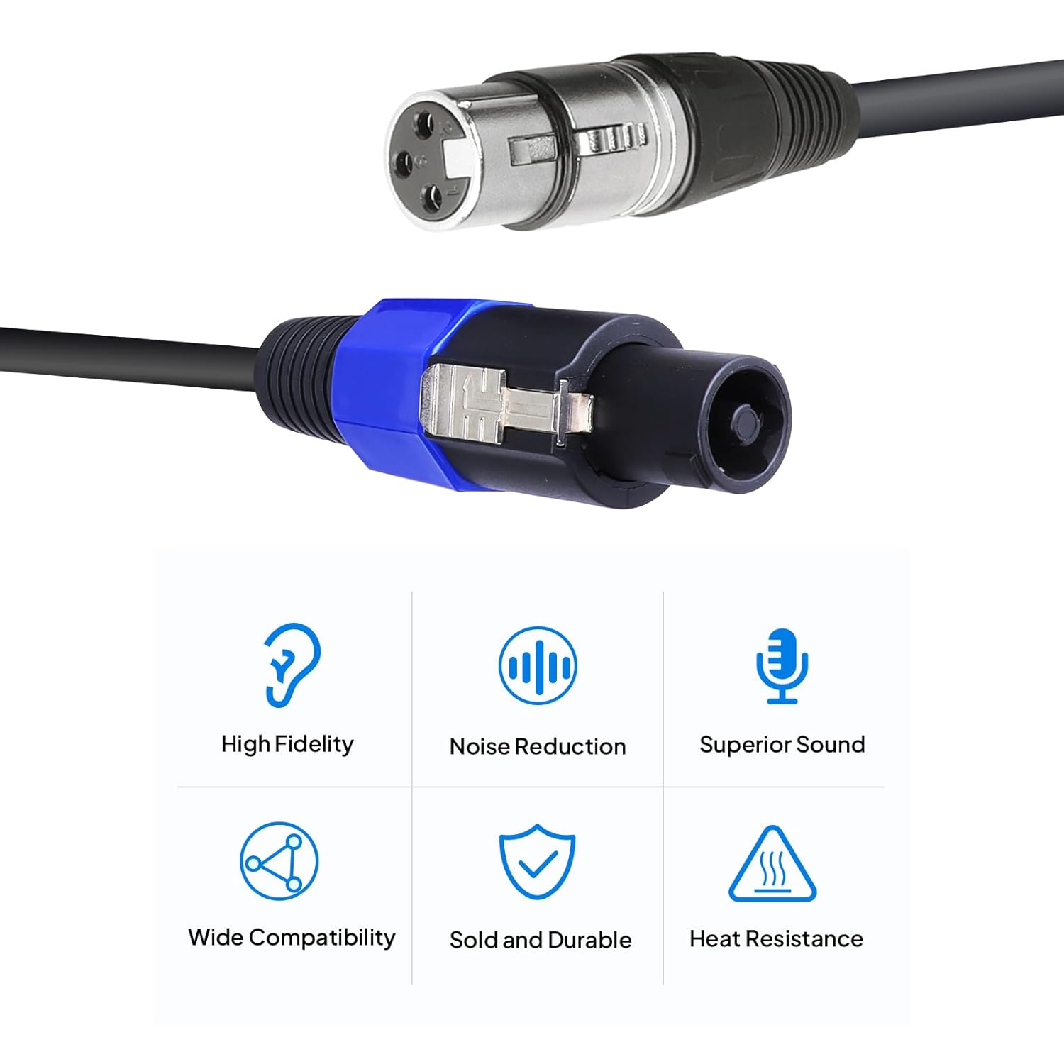 2 Pack 50 Feet Speakon to XLR Cable, Speakon Male to 3 Pin XLR Female Microphone Cables, NL4FC Twist Lock Connector to XLRF Speaker Extension Wire for PA, Amplifier, Stage Monitor