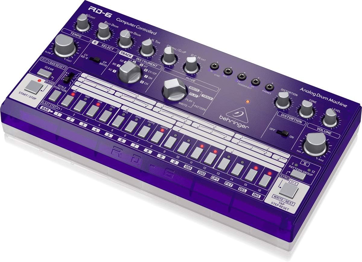 Behringer RHYTHM DESIGNER RD-6-GP Analog Drum Machine with 8 Drum Sounds, 64 Step Sequencer and Distortion Effects