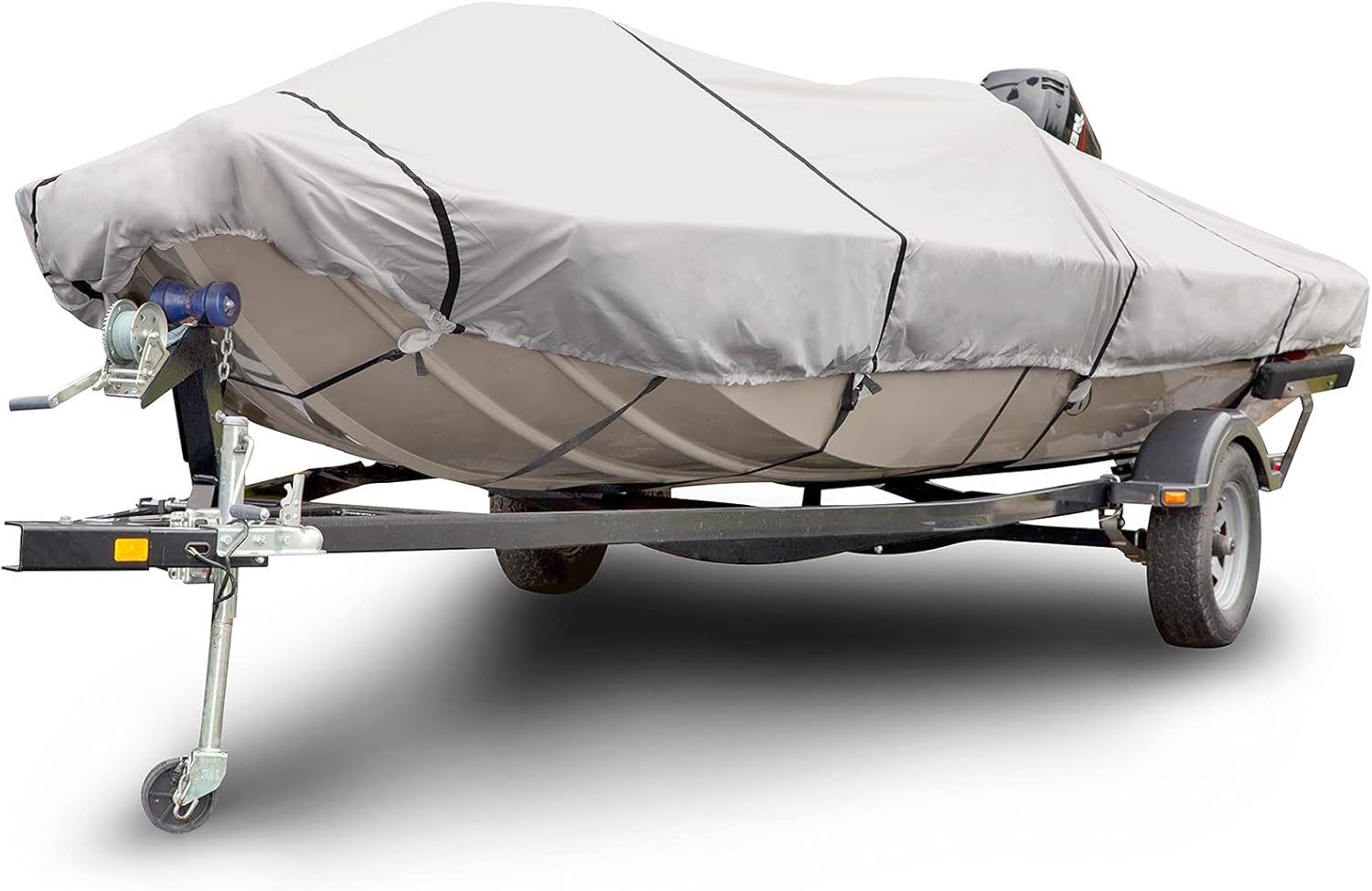 Budge B-611-X3 600 Denier Low Profile Flat Front Boat Cover Gray 16'-18' Long (Beam Width Up to 90