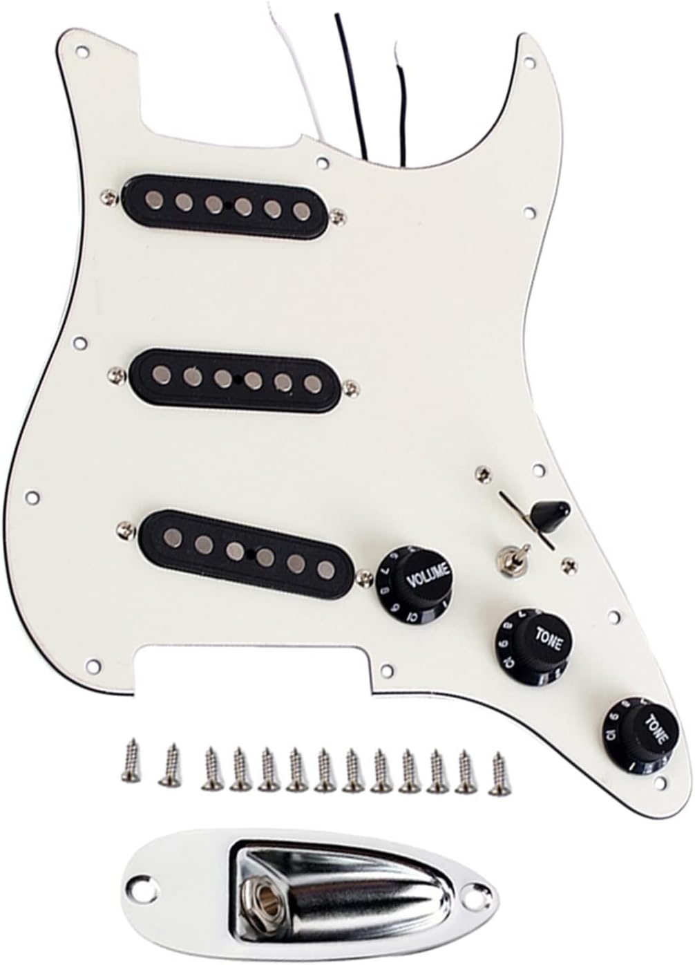 KESHUO Single Coil Electric Guitar Pickguard Pickups Loaded Prewired 11 Hole SSS Pickups Set Guitar Parts Loaded Pickguard Pre-Wired