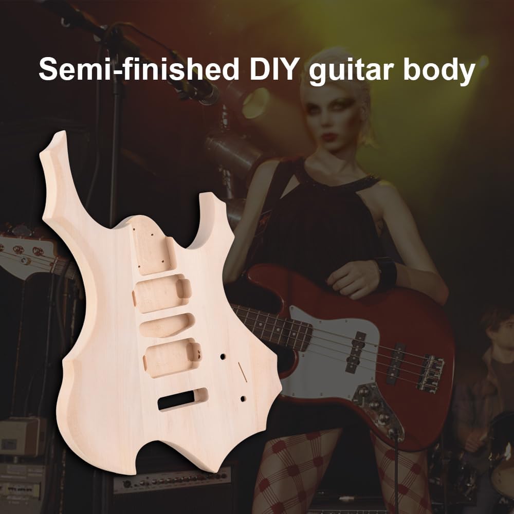 body,HUIOP guitar body unfinished,DIY Electric Guitar Unfinished Body Guitar Barrel Blank Wooden Guitar Body Replacement Parts