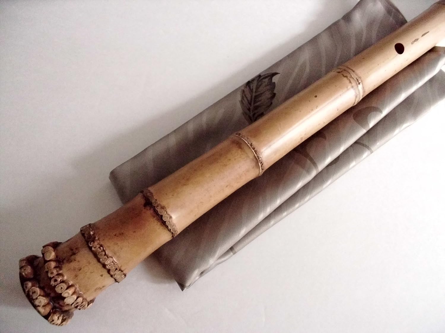 2.0 Pentatonic Shakuhachi with Root End 5 Holes Kinko Wudaguji inlet with buffalo horn flake- Traditional Zen Instrument