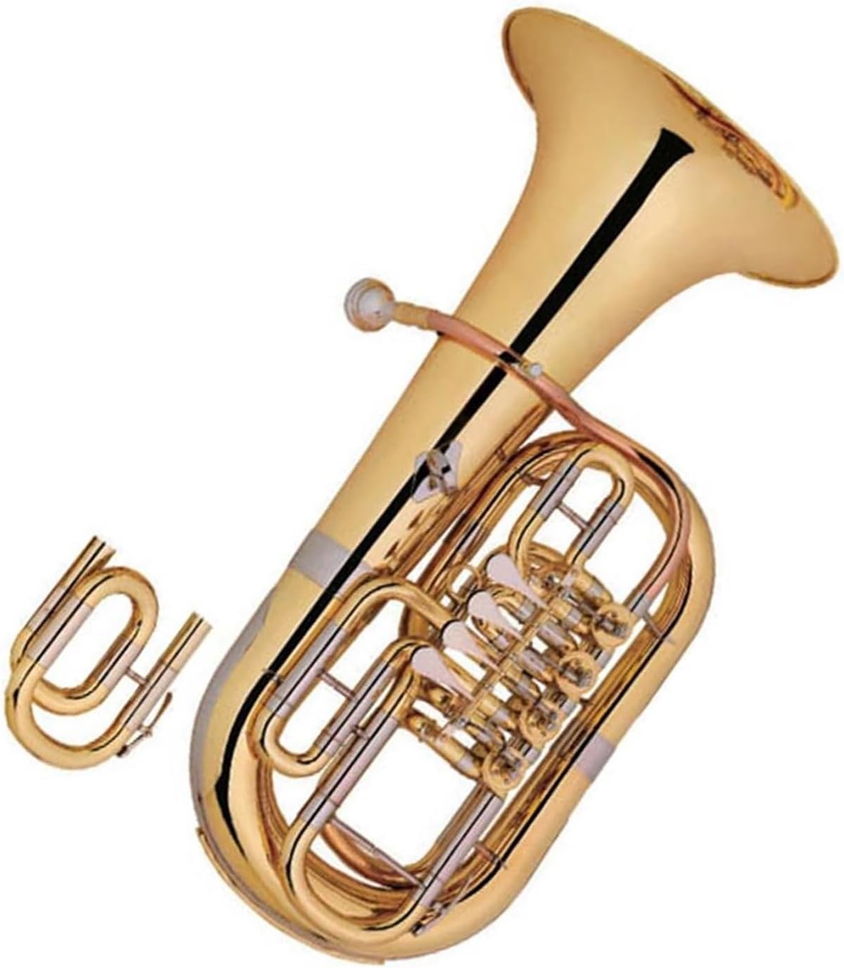 Gold Lacquer Rotating Euphonium 4 Valve C/Bb Euphonium All-brass Instrument