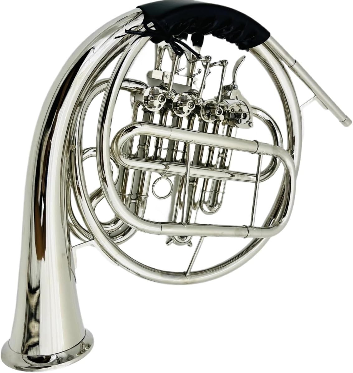 Brass French Horn Single Row French Horn With Mouthpiece 4-Key B/F Nickel Plated Musical Instrument Professional