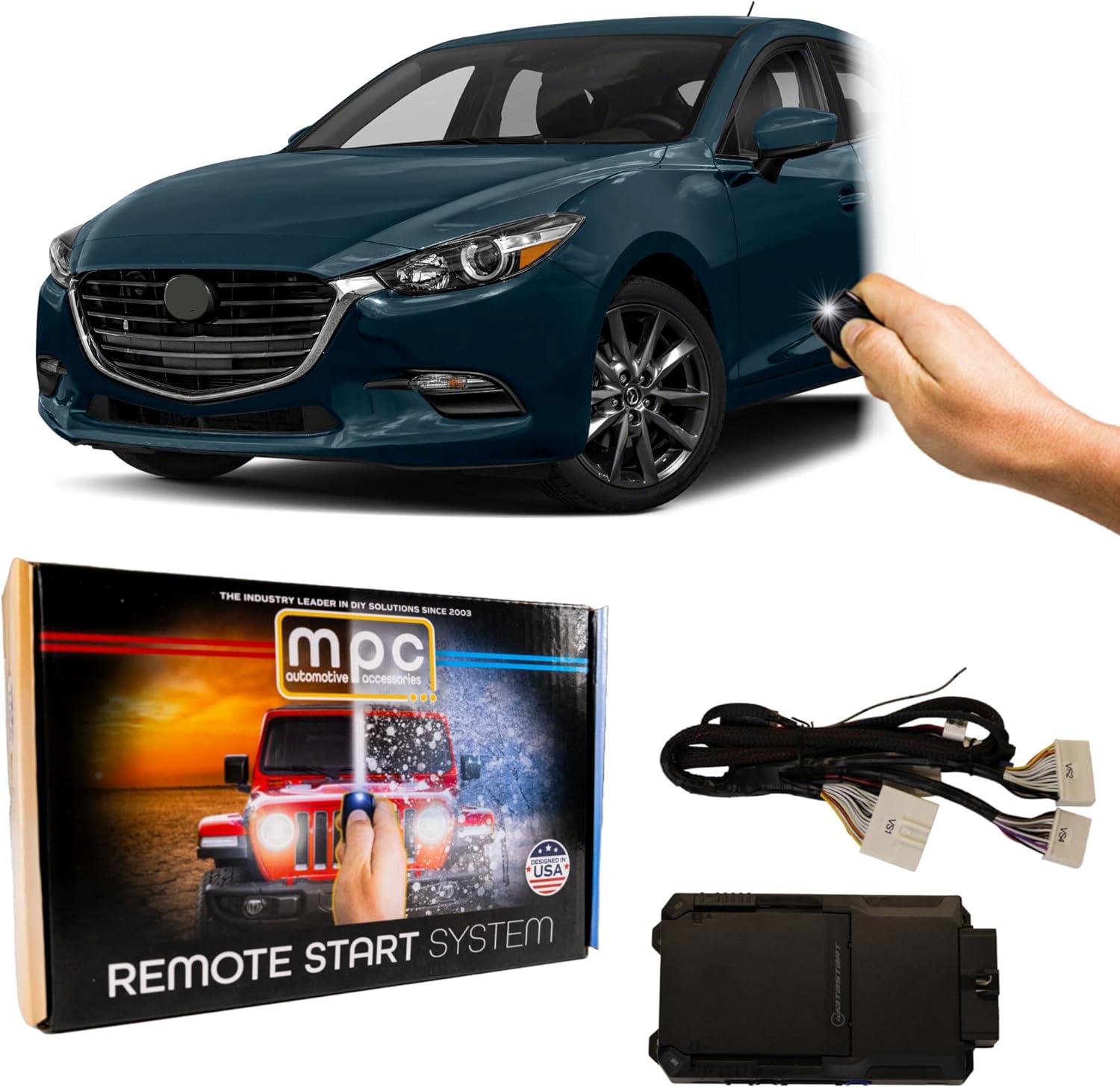 MPC Remote Start Kit Compatible with Mazda 3 & Hatchback 2014-2019 || Plug and Play || Uses Factory Key Fob || Push Lock 3X to Start || USA Tech Support