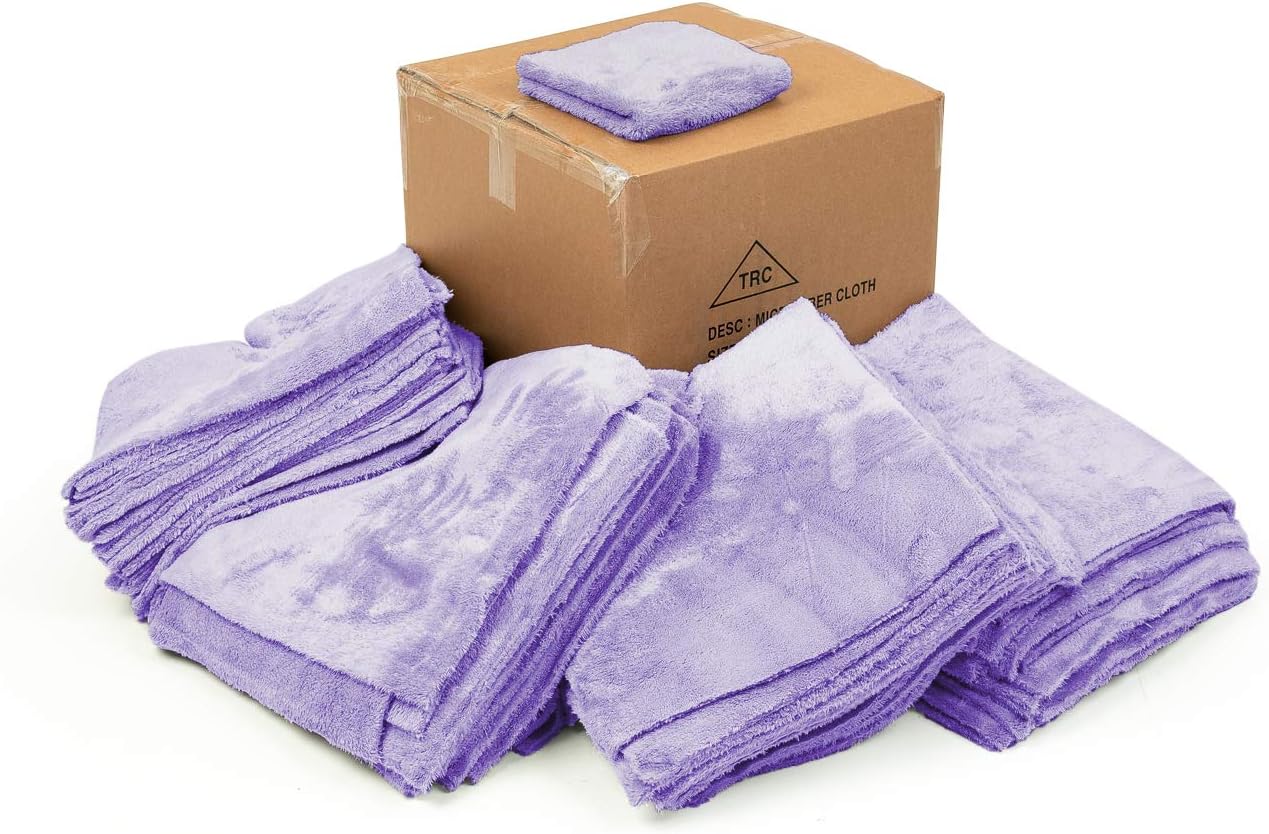 The Rag Company - Eagle Edgeless 350 - Professional Korean 70/30 Blend, Super Plush Microfiber Detailing Towels, Circular Knit Weave, 350gsm, 16in x 16in, Lavender (Wholesale Case of 160)