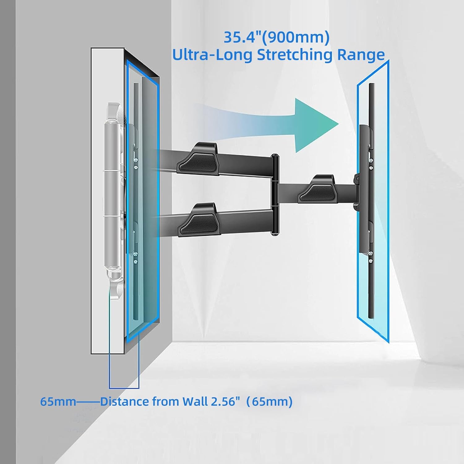 35 Inch Long Arm TV Wall Mount for 37-75 Inch TVs,Full Motion Corner Mount with Extension,±90°Swivel,Tilt&Level Adjust,Max VESA 800x600mm,Heavy-Duty TV Mount,XL-DY858S