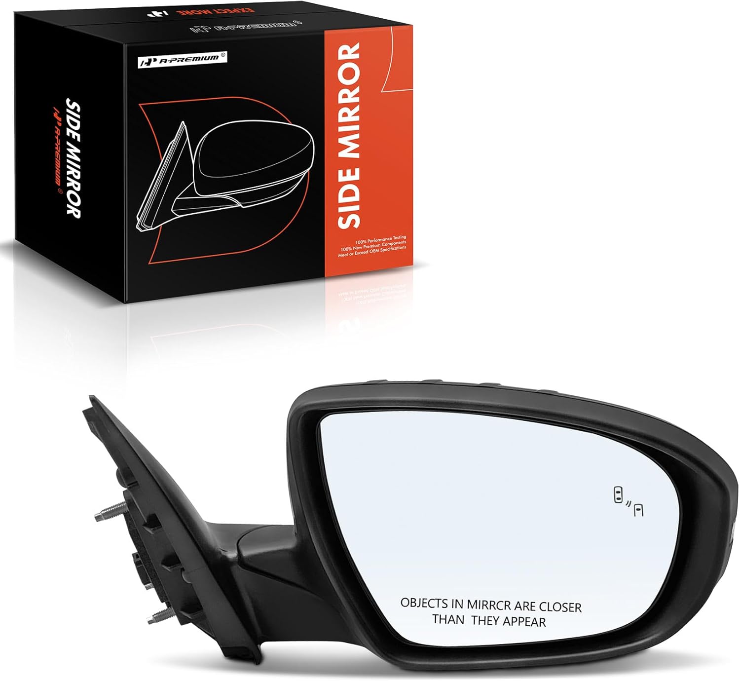 A-Premium Passenger Side Power Door Mirror - Compatible with Kia Optima 2014-2015 - Heated Power Folding Black Outside Rear View Mirror w/Turn Signal and Blind Spot Detection, w/Memory