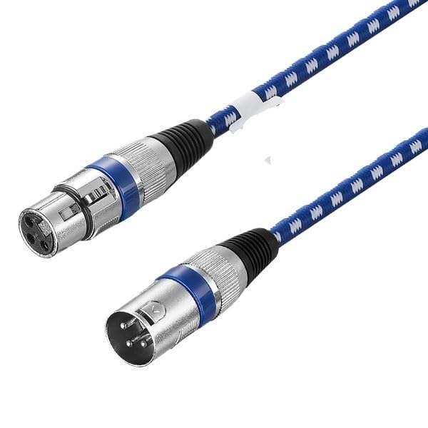 XLR Cable Male to Female M/F 3pin Ja-ck Foil+Braided Shielding OFC Copper for Mic Mixer 1m 2m 300CM 5m Braided(Mixed Blue,5m)