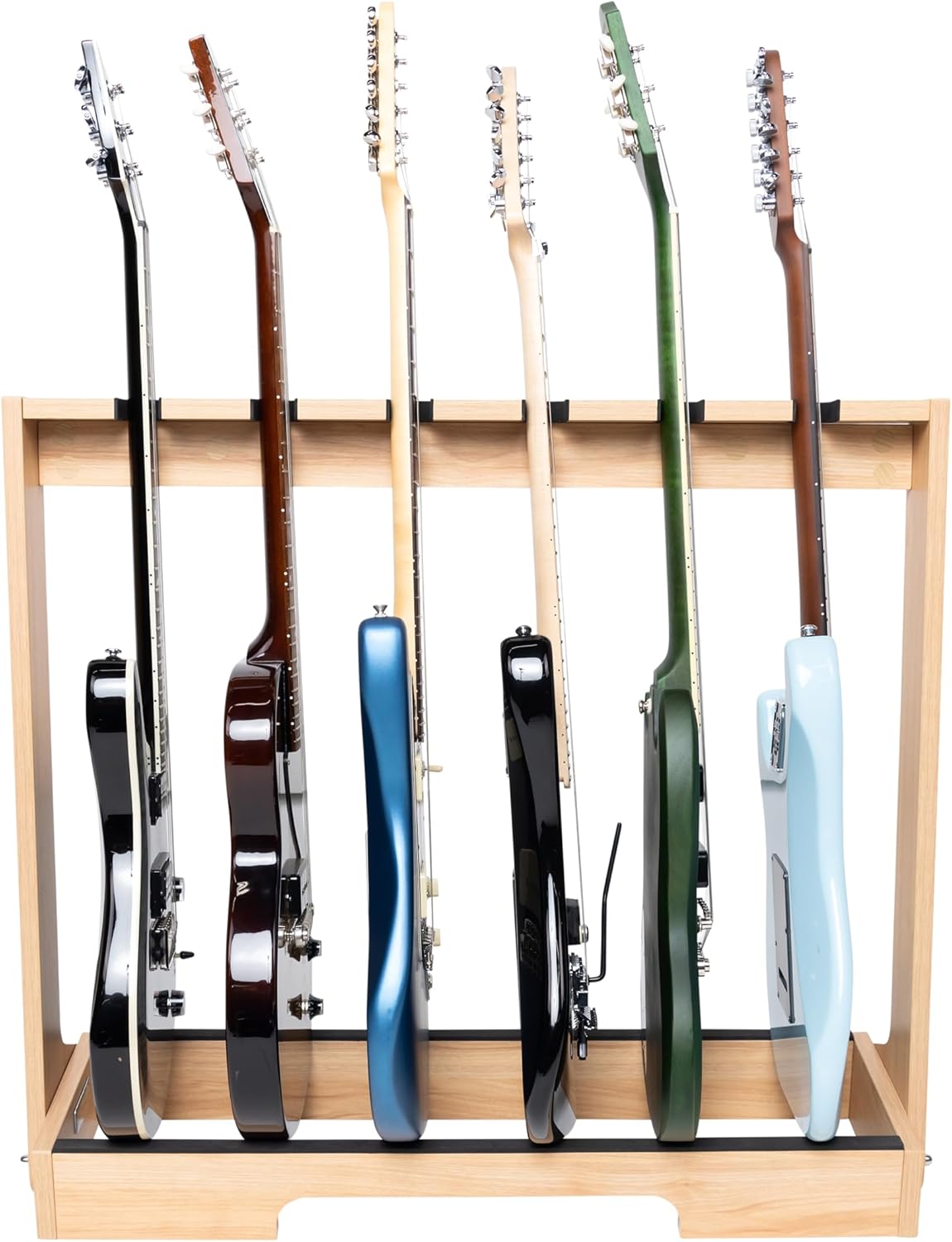 Gator Frameworks Wooden Multi Guitar Rack for up to (6) Guitars, Fits Electric, Acoustic, and Bass, Natural Maple Finish (GFW-GTR-WD6RK-MPL)