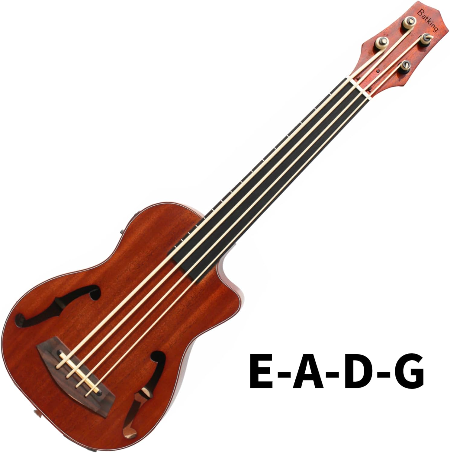 Batking Ubass Electric Ukulele Bass, 30 inch Baritone Bass Ukelele Fretless, Electric Acoustic Bass Uku Wtih Gig Bag (Machine Head Upgraded, Fretless Ubass)