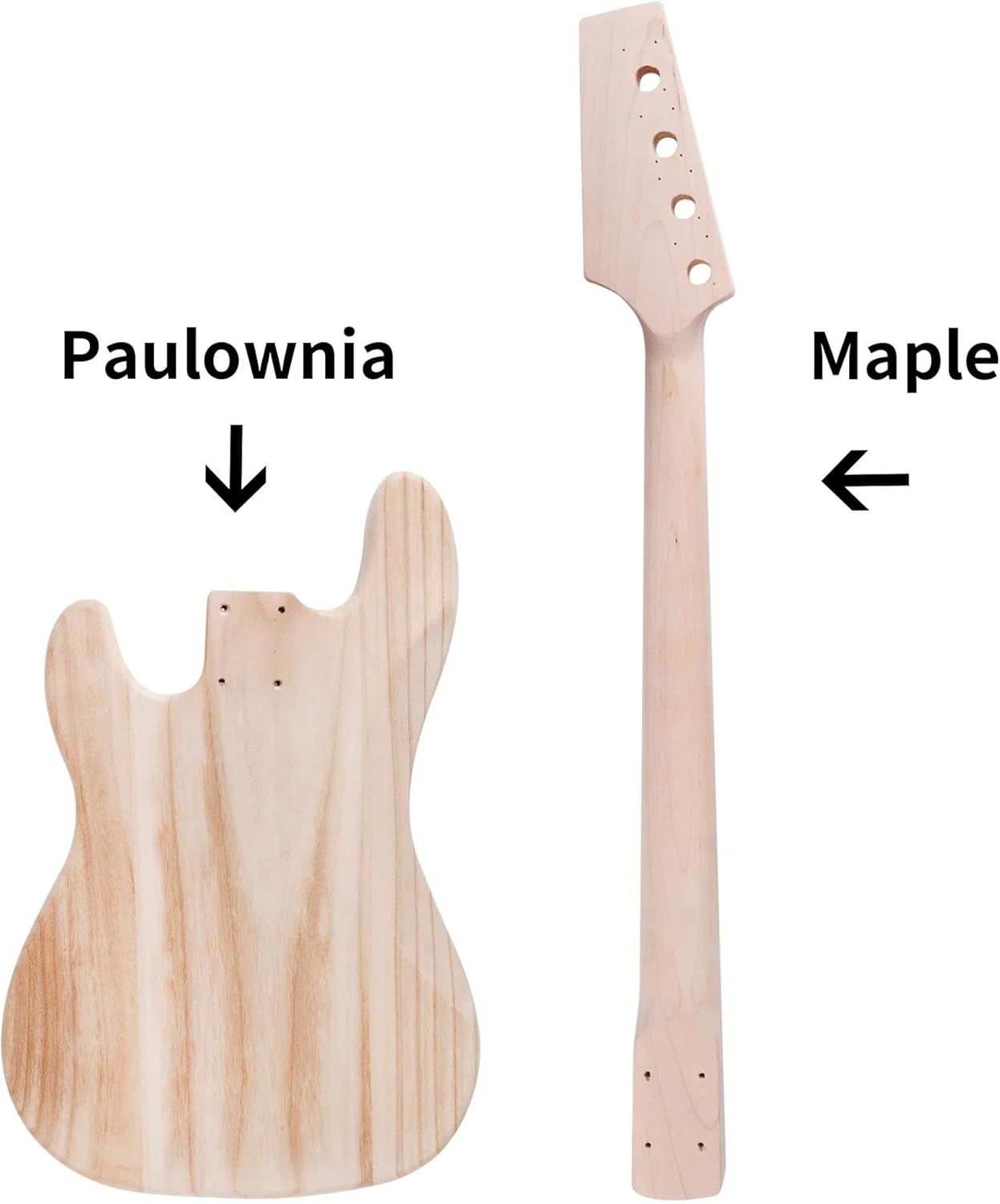 Guitar Body Guitar Replacement Parts DIY Bass Guitar Kit Build Your Own Electric Bass With Paulownia Body Pickguard Electronics Maple Guitar Neck Rosewood Fre
