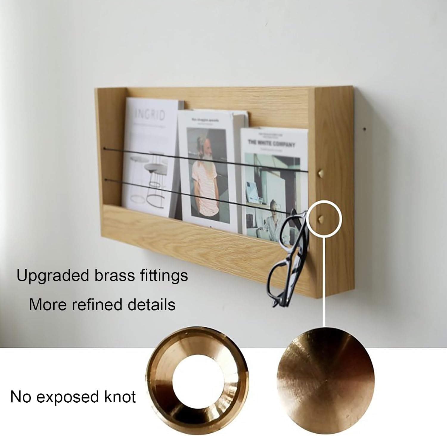 Floating Bookshelf, Wall Mounted Magazine Holder, Hanging Display Rack Space Saving, Wall Book Shelves, Display Storage Organizer for Home Office(Beige,63cm/24.8in)