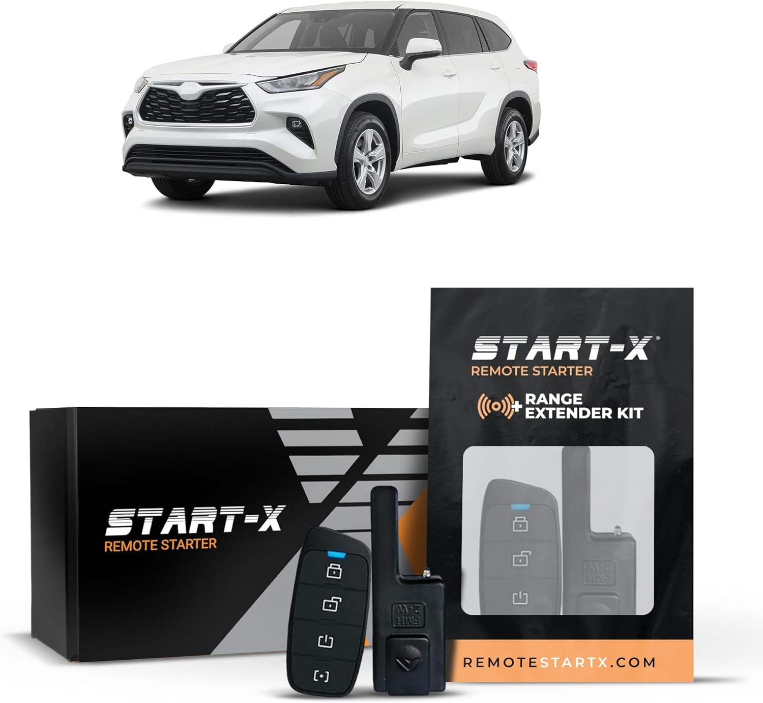 Start-X Remote Starter Kit + 3000ft 2 Way Range Extender for Toyota Highlander (2020-2021) Non-Hybrid Vehicles with Push-to-Start Ignition