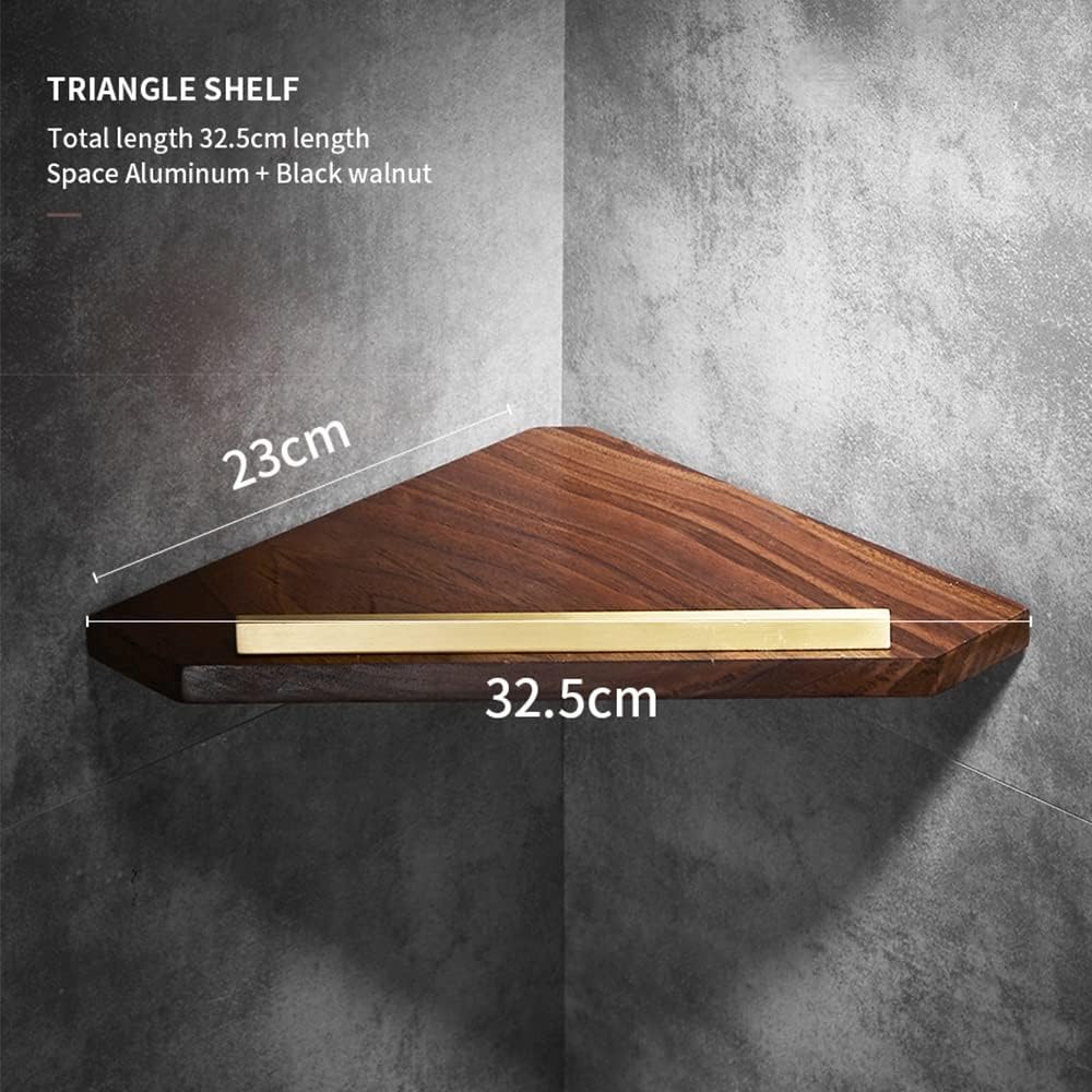 Shower Shelf Corner,Corner Shower Caddy,Shower Shelf Racks Brushed Gold Solid Wood Bathroom Shower Shelf, Corner Shelf, Wall Mounted Storage Rack, Shampoo Holder, Bathroom Hardware Shower Ca