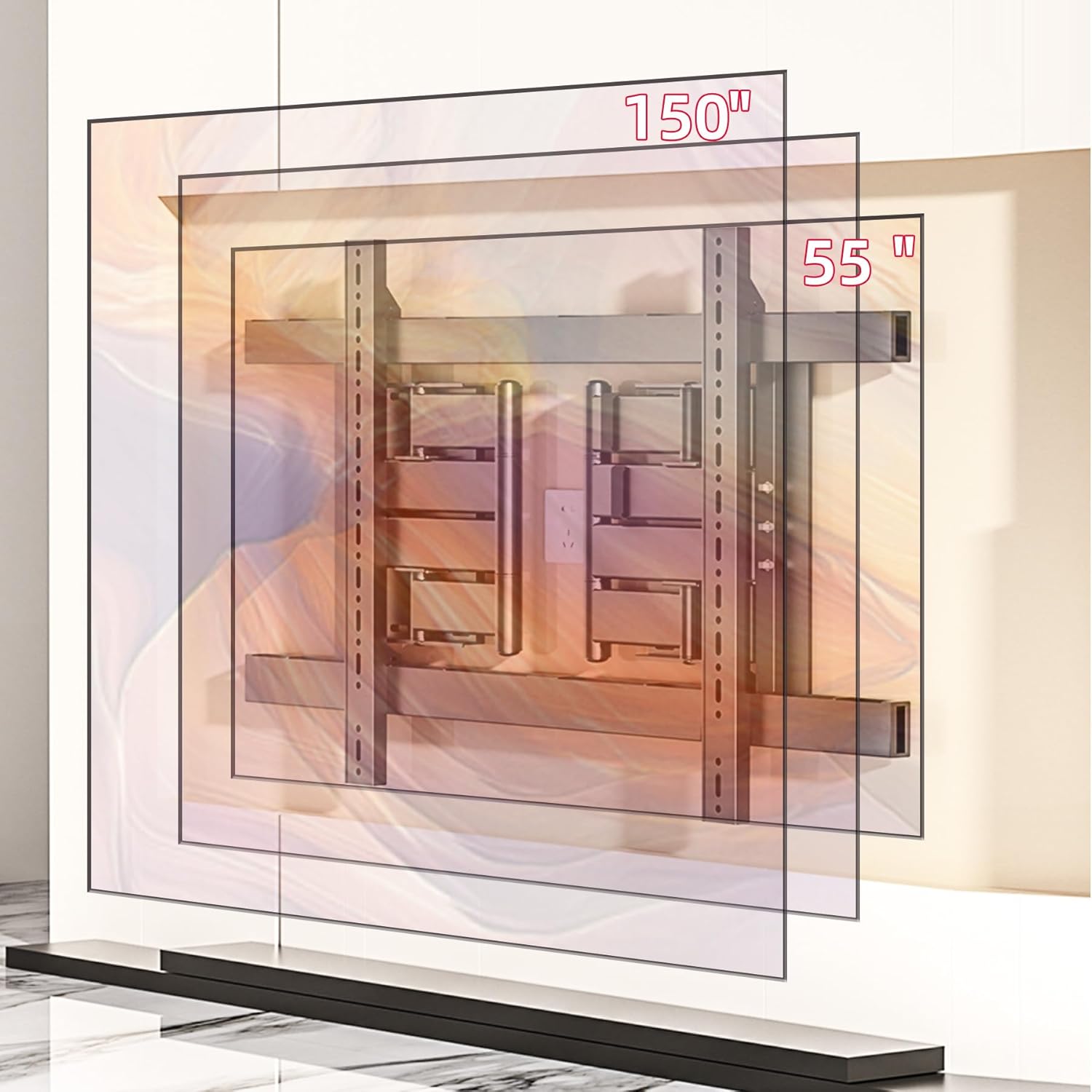 TV Wall Mount for 140 130 120 110 105 100 98 90 86 85 inch TVs, Full Motion Corner TV Bracket for 55-150 inch LCD/LED/OLED Screen Hold up to 386 lbs, Max VESA 1050x600mm,Black,DY1062