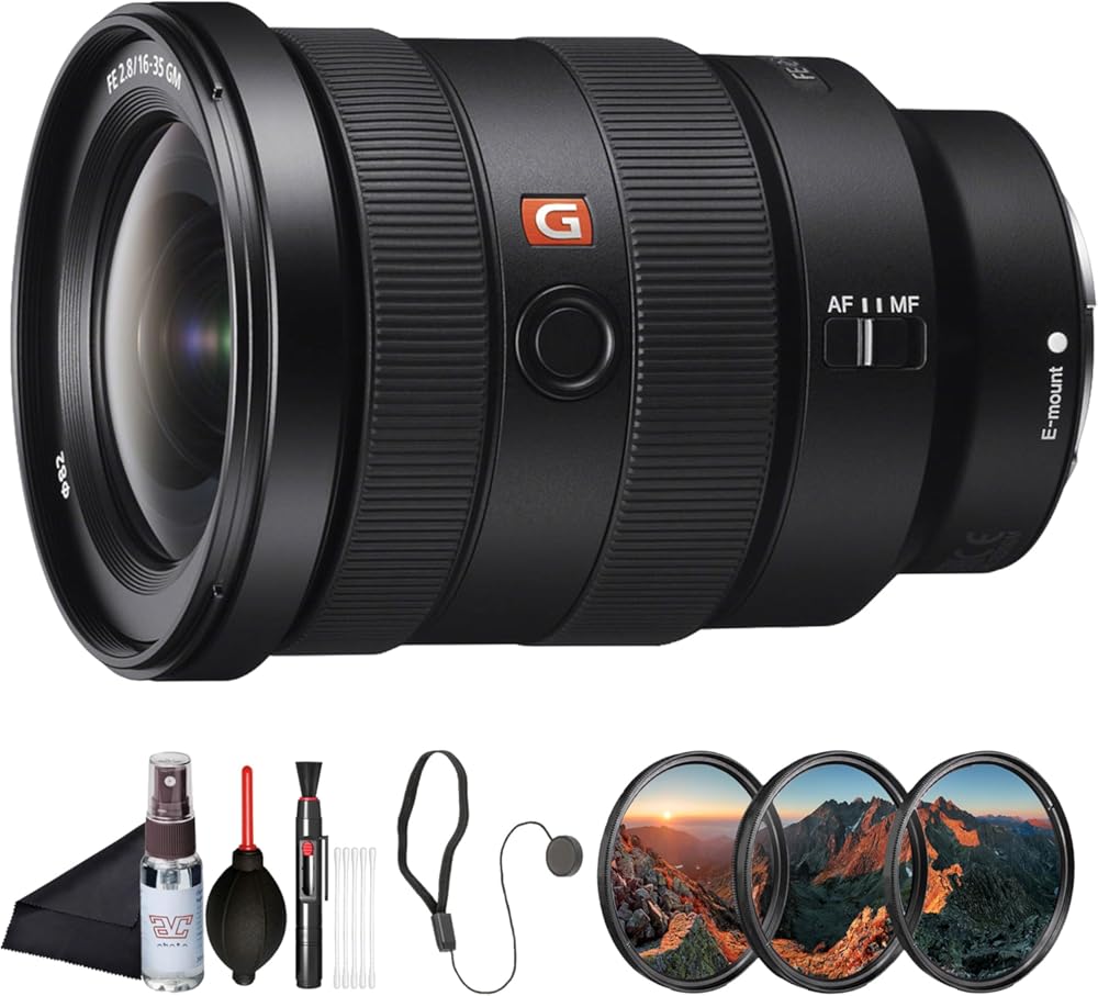 Sony FE 16–35mm F2.8 GM Wide-Angle Zoom Lens (SEL1635GM) Full-Frame G Master Optics, Constant F2.8 Aperture | Filter Kit, Cap Keeper, Cleaning Kit, and More
