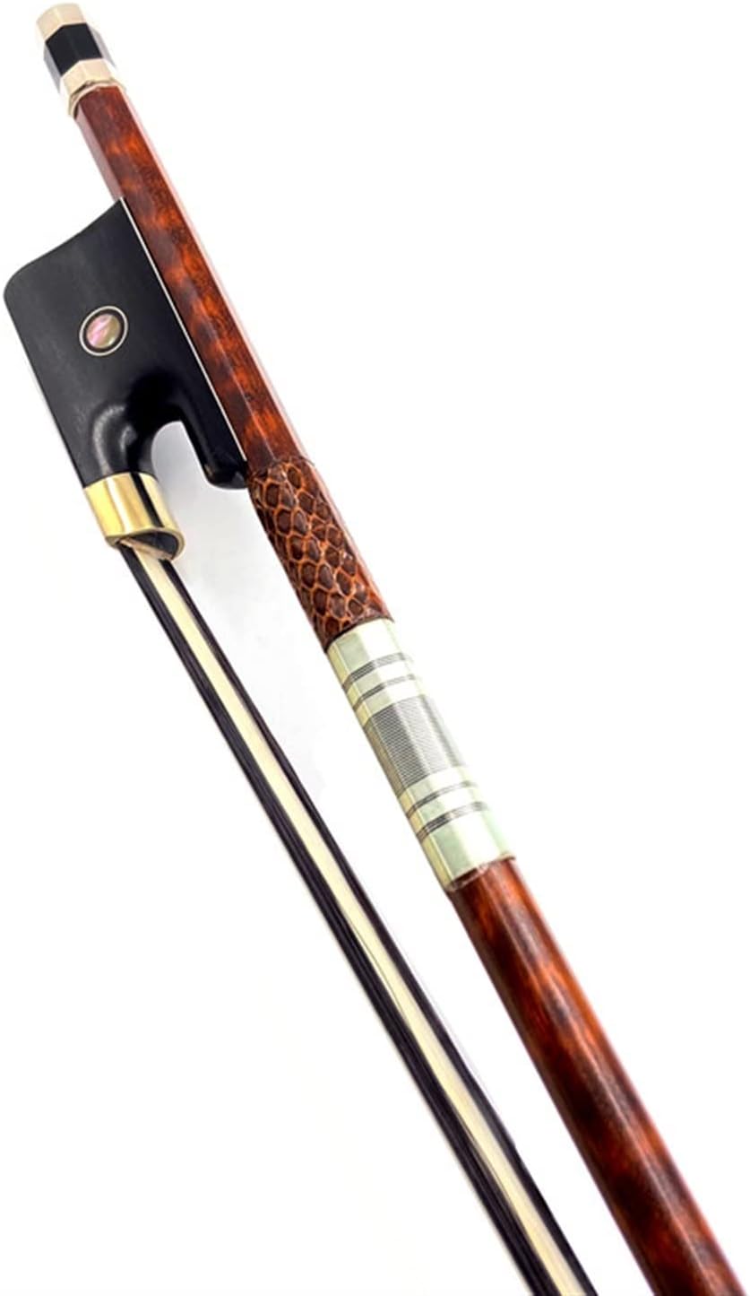 TSTS 1pcs Strong Snakewood Upright Double Bass Bow Bass Bow, White/Black Horsehair Horsetail Full Size Violin Bow