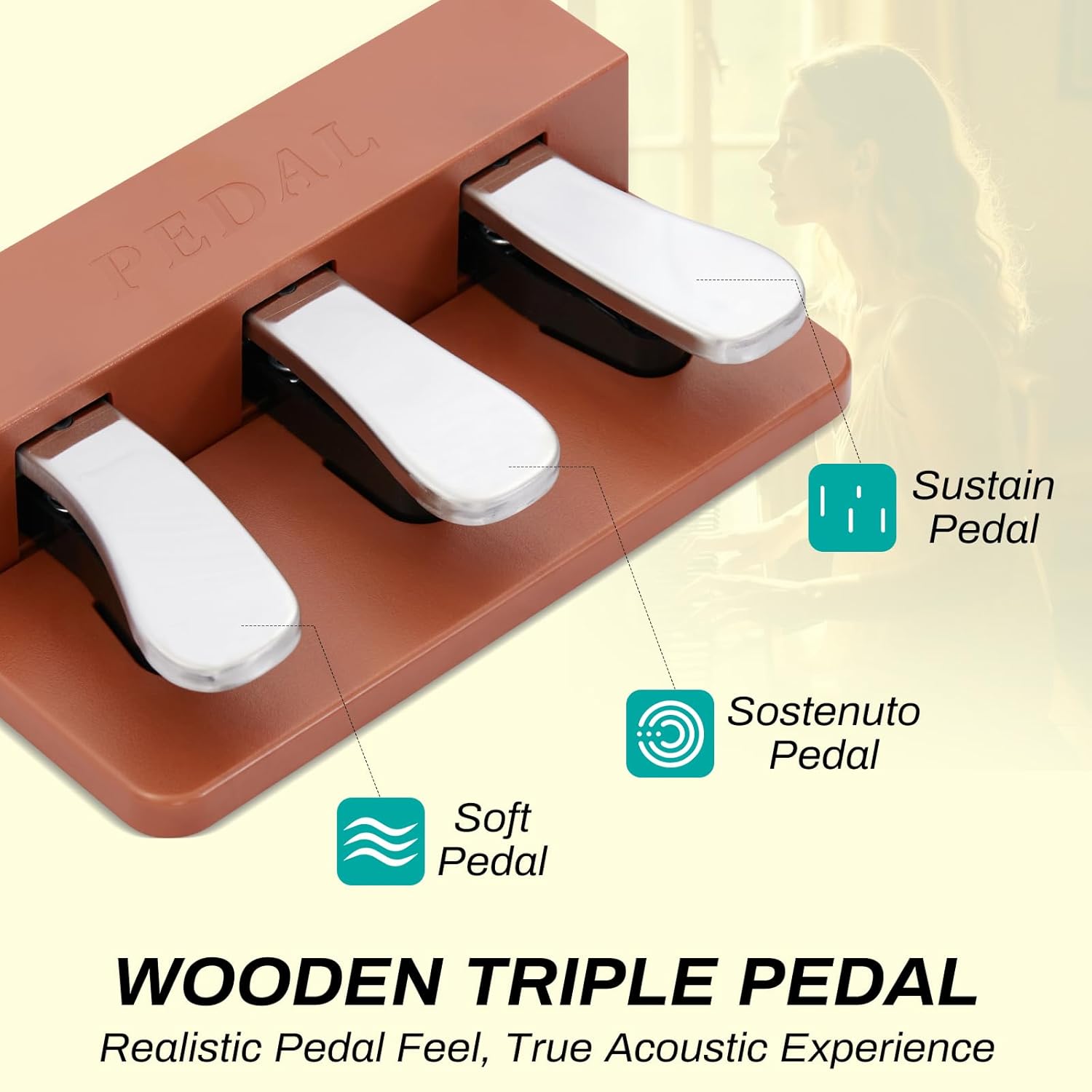 AODSK Digital Piano 88 Key Full Size Weighted Keyboard Solid Wood Frame + Solid Wood Brown piano Bench