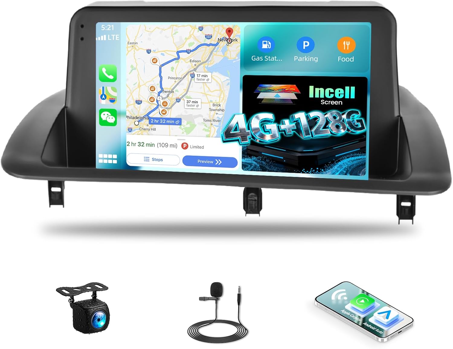 4G+128G Android Car Stereo for Lexus CT200 2011 2012 2013 2014 2015 2016 2017 2018 with Wireless Carplay Android Auto 9 Inch Touch Screen Head Unit Replacement Backup Camera WiFi GPS RDS Bluetooth