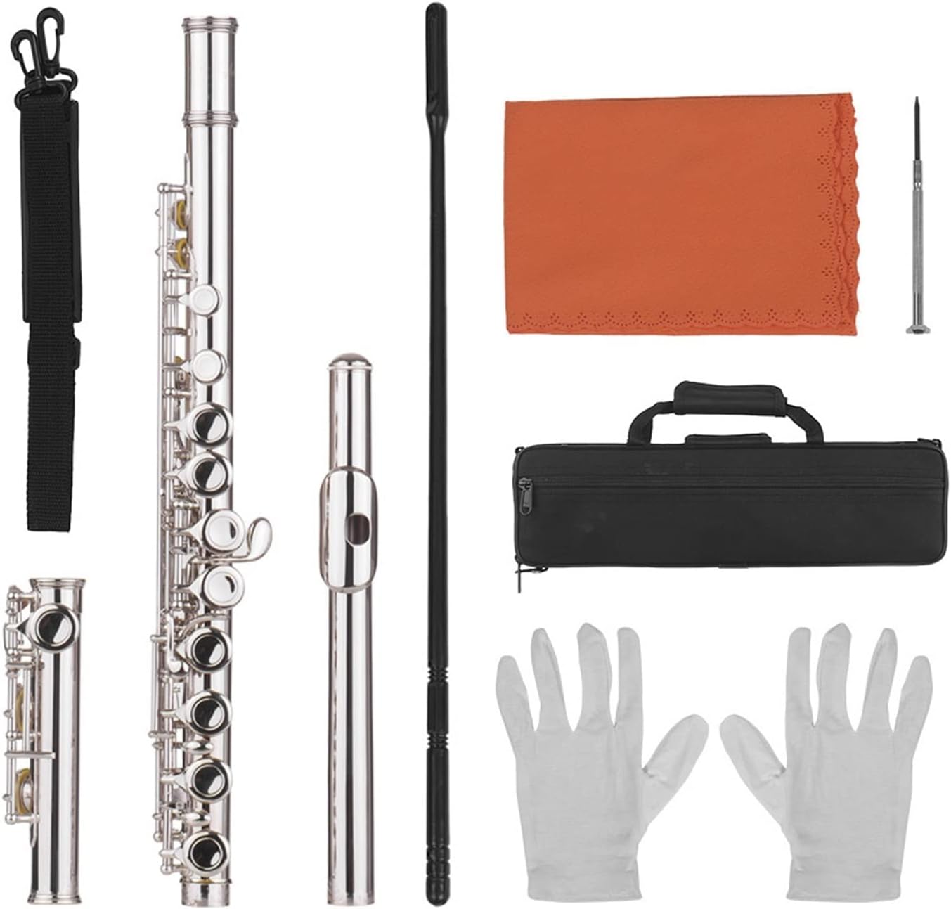 TSTS Flutes Musical Instrument Beginner 16 Holes Close Holes Flute C Key Flute Instrument with E Key Professional Performance Woodwind