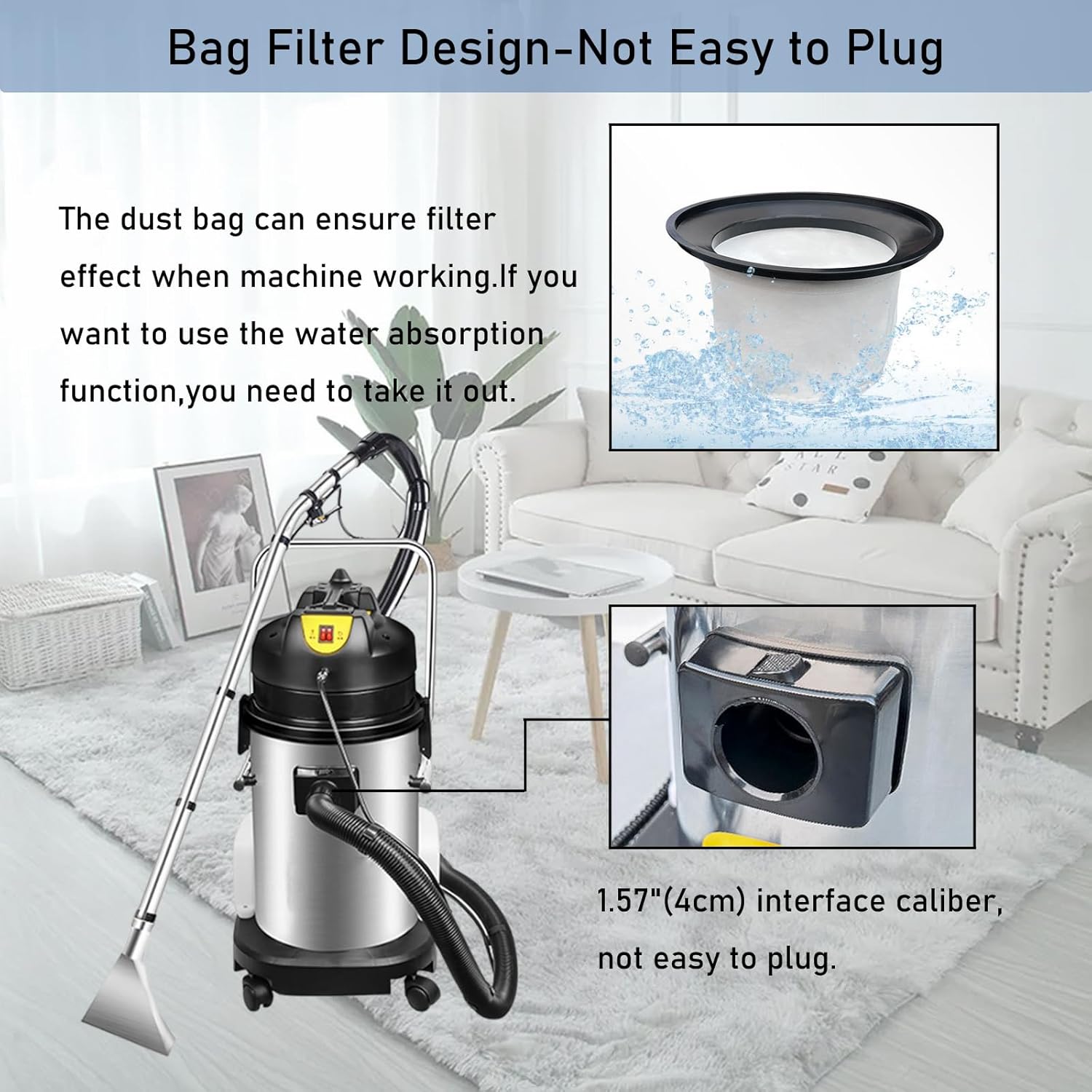 INTSUPERMAI Carpet Cleaning Machine Commercial Extractor Wet/Dry Vaccum Cleaner 3 in 1 30L Capacity Floor Cleaner 1000W