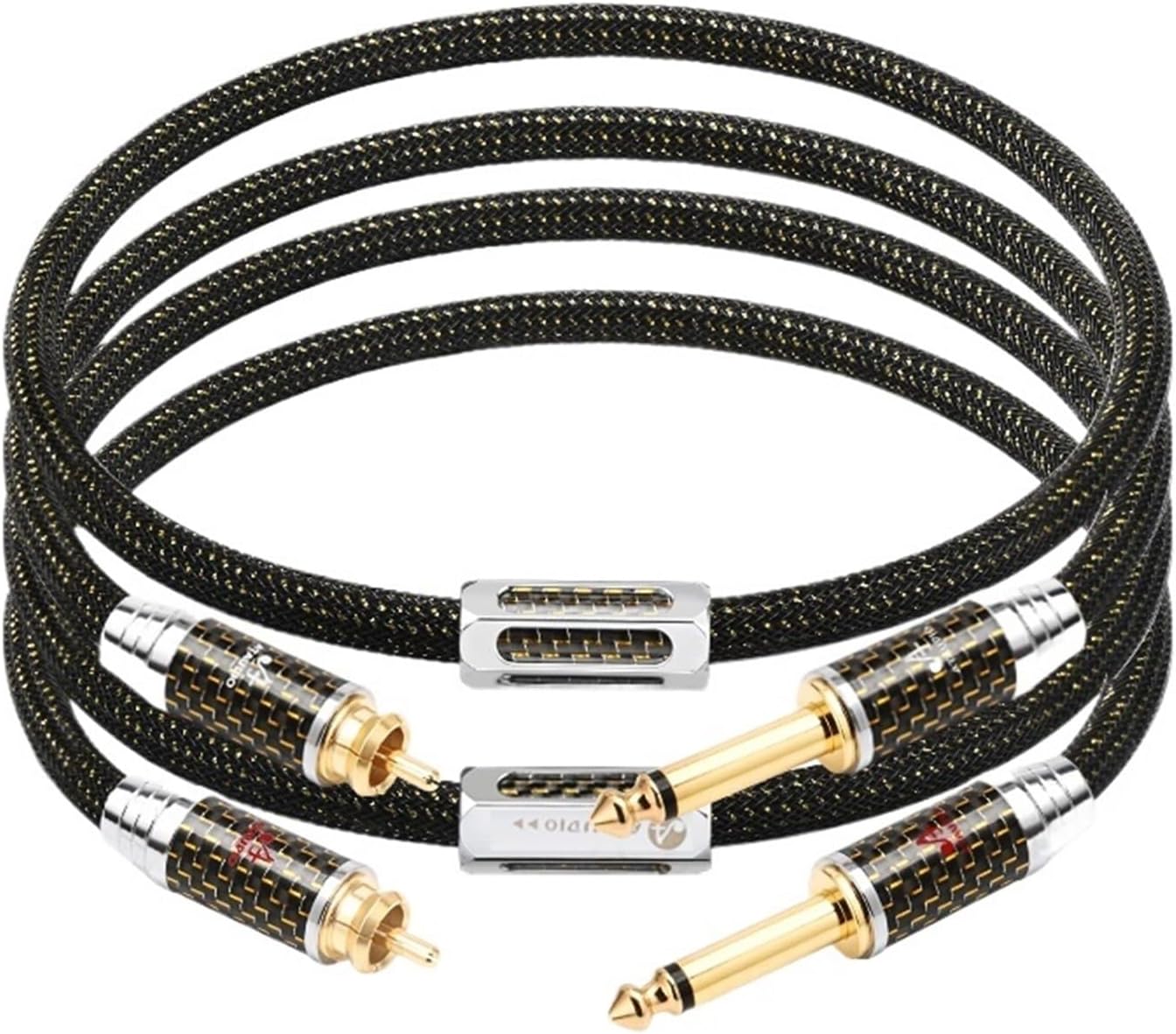 One Pair Dual 6.5 TS to 2RCA for Mixer Amplifier Hi-end OCC Gold-Plated Shielding Dual 6.5mm to 2RCA Male Jack Audio Cable(1m)