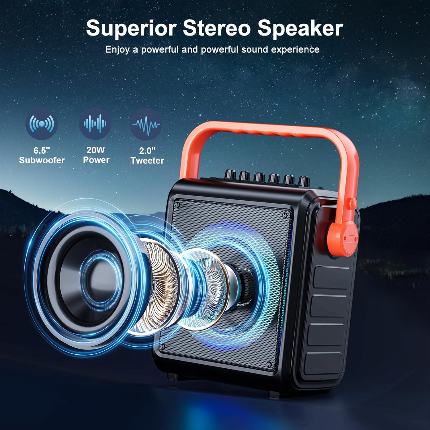 Karaoke Machine,8000mAh Portable Bluetooth Speaker with 2 Wireless Microphones for Adults & Kids,Microphone Speaker Set with Lights,Supports for TF Card,AUX in,FM,REC,for Parties,Outdoor,Home (HBL100)