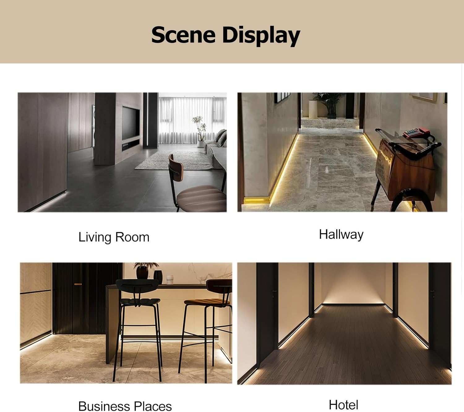 HAIXHX Aluminum Channel Baseboard 10 Pack 3.3ft LED Baseboard Lighting Aluminum Channel for Wall Corner, Wall Mount LED Channel with Cover, Skirtingboard Baseboard LED Channel for Bedroom Kitchen