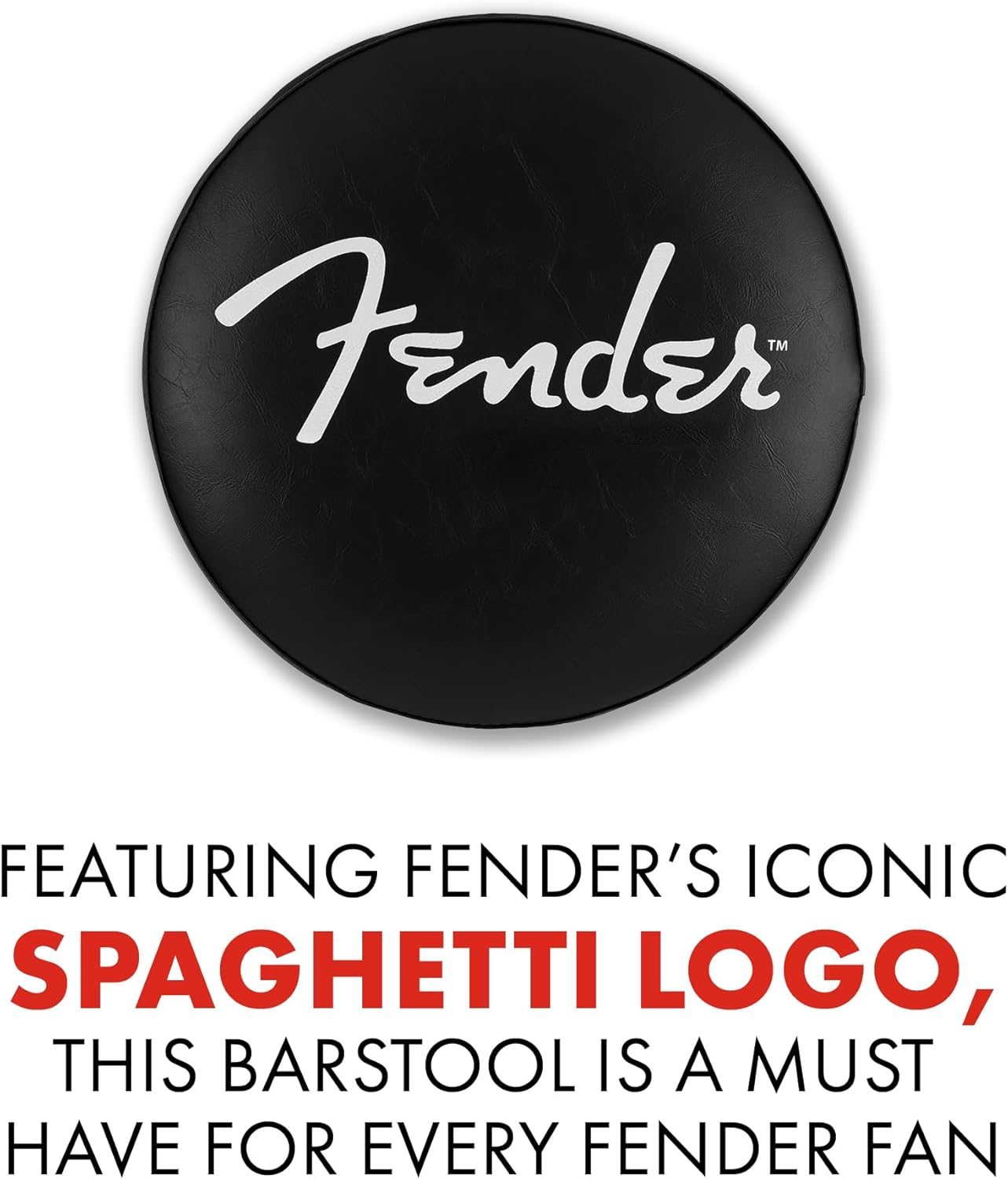 Fender Spaghetti Logo Swivel Barstool with Guitar Picks Pouch, Great Gifts for Dad, with 1 Year Limited Warranty, Simple Assembly, Black/Black, 30