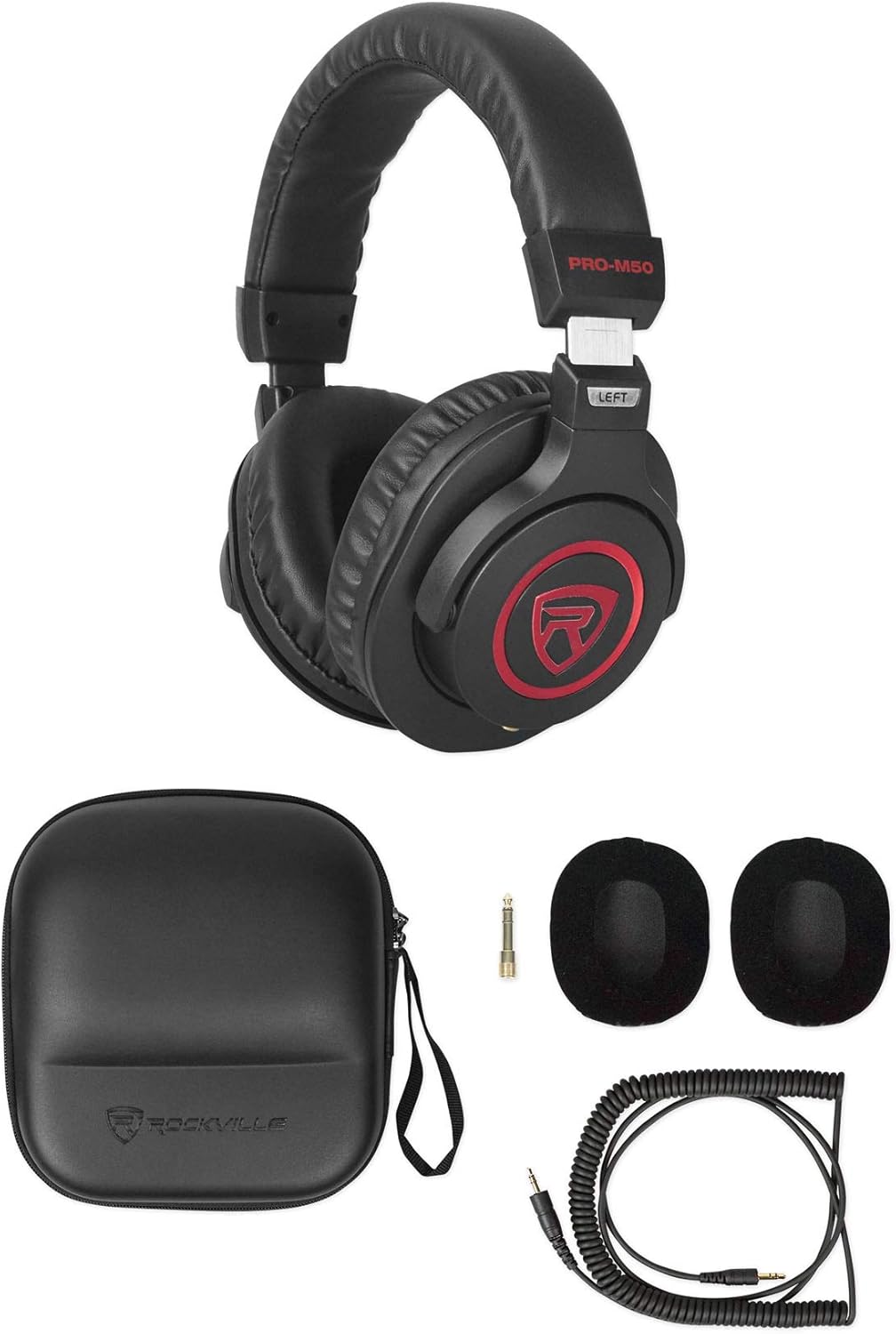 Audiosavings Bundle: Focusrite Scarlett 2i2 Studio 4th Gen Recording Interface Bundle with Rockville RHPA4 4 Ch Headphone Amp+(2) RDTS Mic Stand+RCM SR Microphone+PRO-M50 SR Headphones (6 Items)