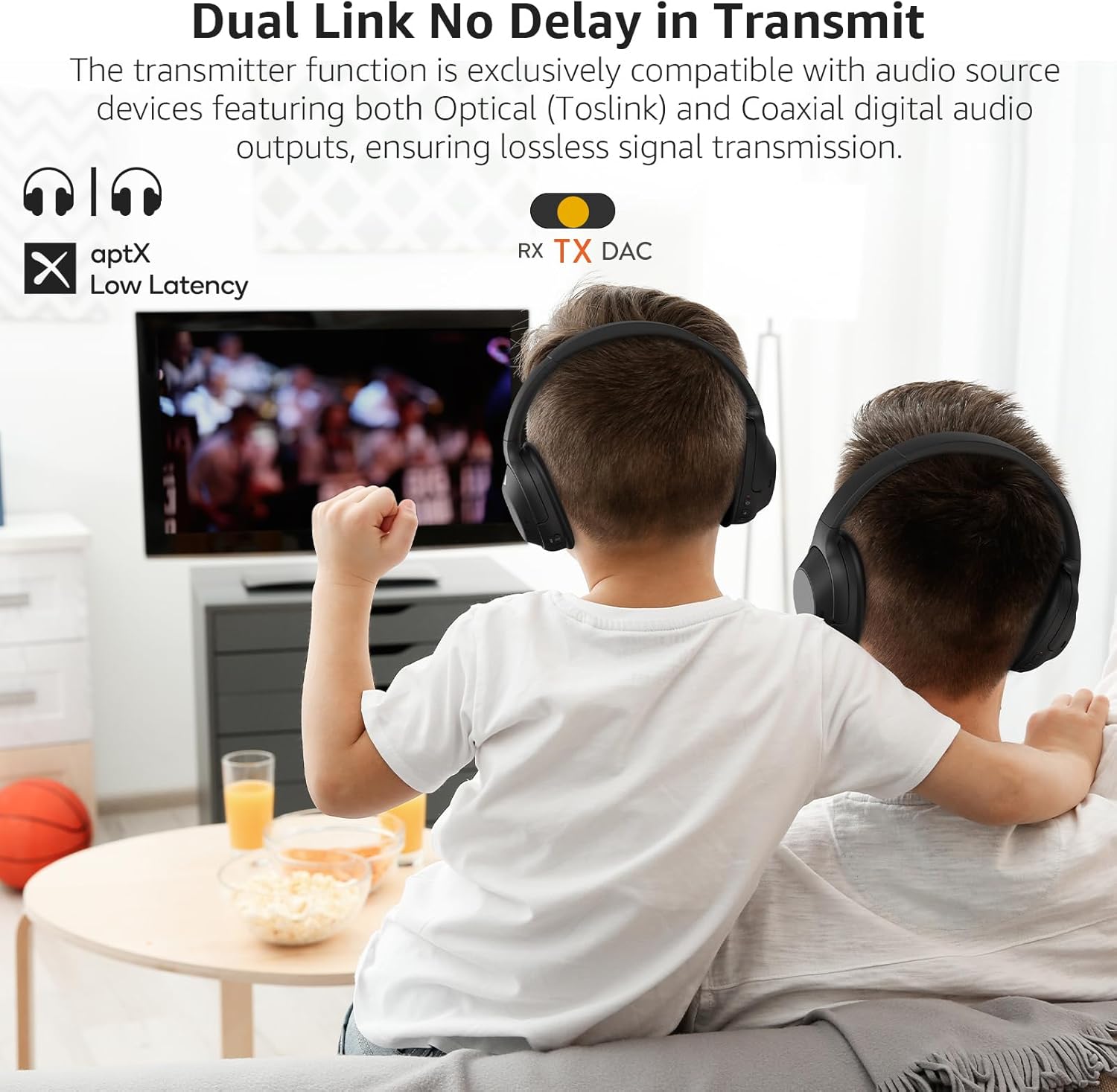 1Mii DS700 HiFi Bluetooth Audio Transmitter Receiver for TV, Long Range Wireless Adapter with Audiophile DAC, LDAC/aptX HD/aptX LL, OLED Display, Optical & Coaxial Input/Output, RCA Output Only