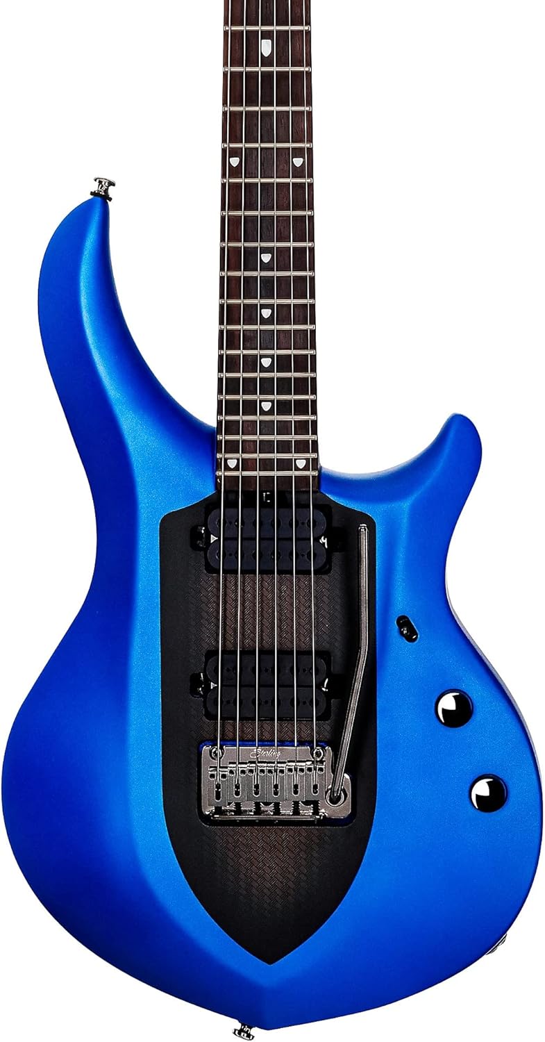 Sterling by Music Man 6 String Solid-Body Electric Guitar, Right, Siberian Sapphire (MAJ100-SSP)