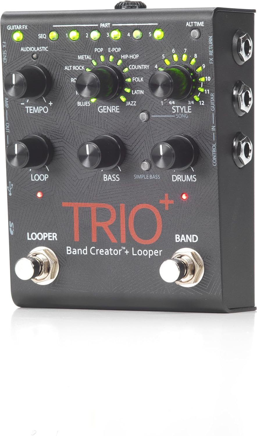 DigiTech Trio+ Band Creator + Looper w/ FS3X Footswitch, 4 Cables, and Power Supply