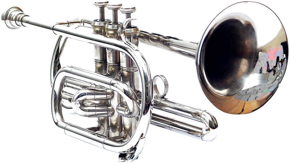 New Cornet 3 Valve Key Bb Flat Free Hard Case & Mouthpiece (Silver)