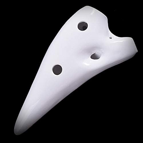 Alto C White Ice-Crack Ocarina 12 Holes Woodwind Instrument Smooth Appearance Music Instrument Beginner/Professional Performer Flute
