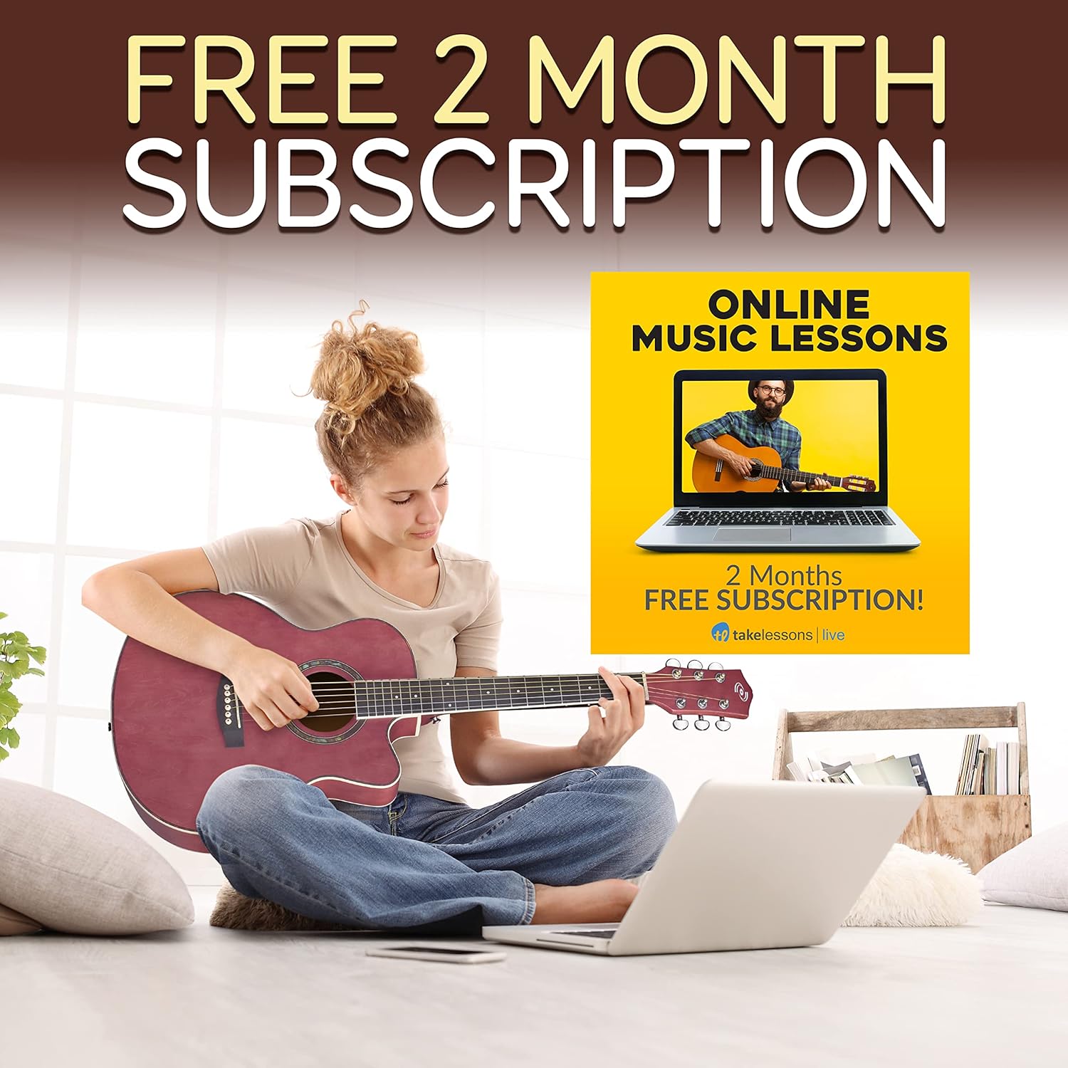 Pyle Acoustic Guitar Kit, 3/4 Junior Size All Wood Steel String Instrument for Beginner Kids, Adults, 36” Mauve