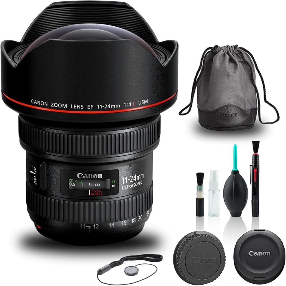 Canon EF 11-24mm f/4L USM Lens (9520B002) + Cap Keeper + Cleaning Kit + More (Renewed)