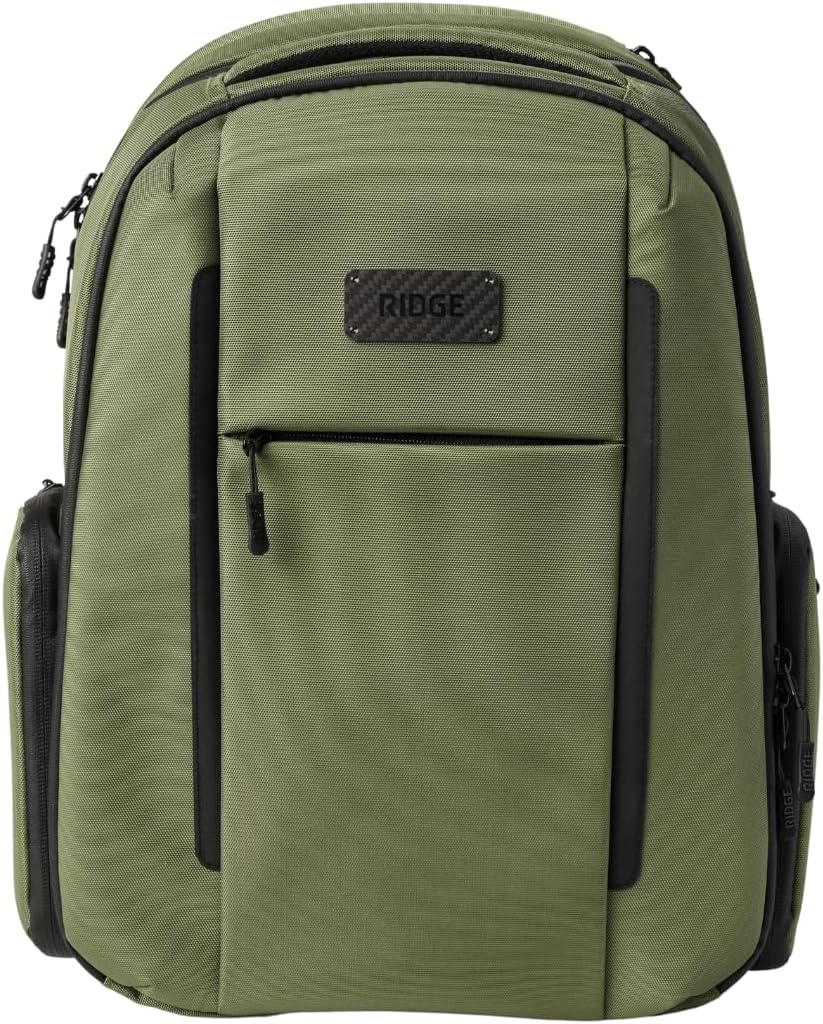 The Ridge Commuter Backpack | Travel Backpack with Laptop Holder | RFID Blocking Nylon Backpack - Matte Olive