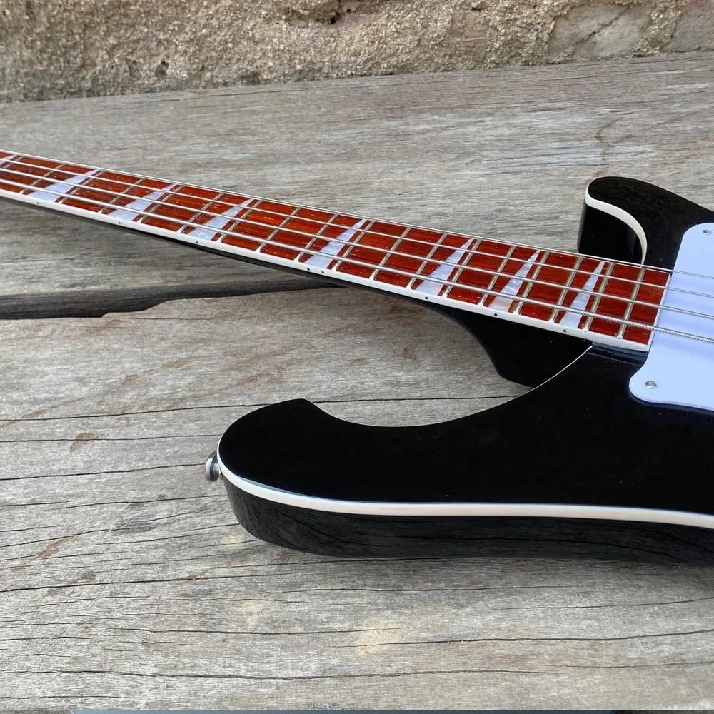 4-String Electric Bass Guitar - Black Neck-Thru Body, Maple Neck, Humbucker & Single Coil Pickups