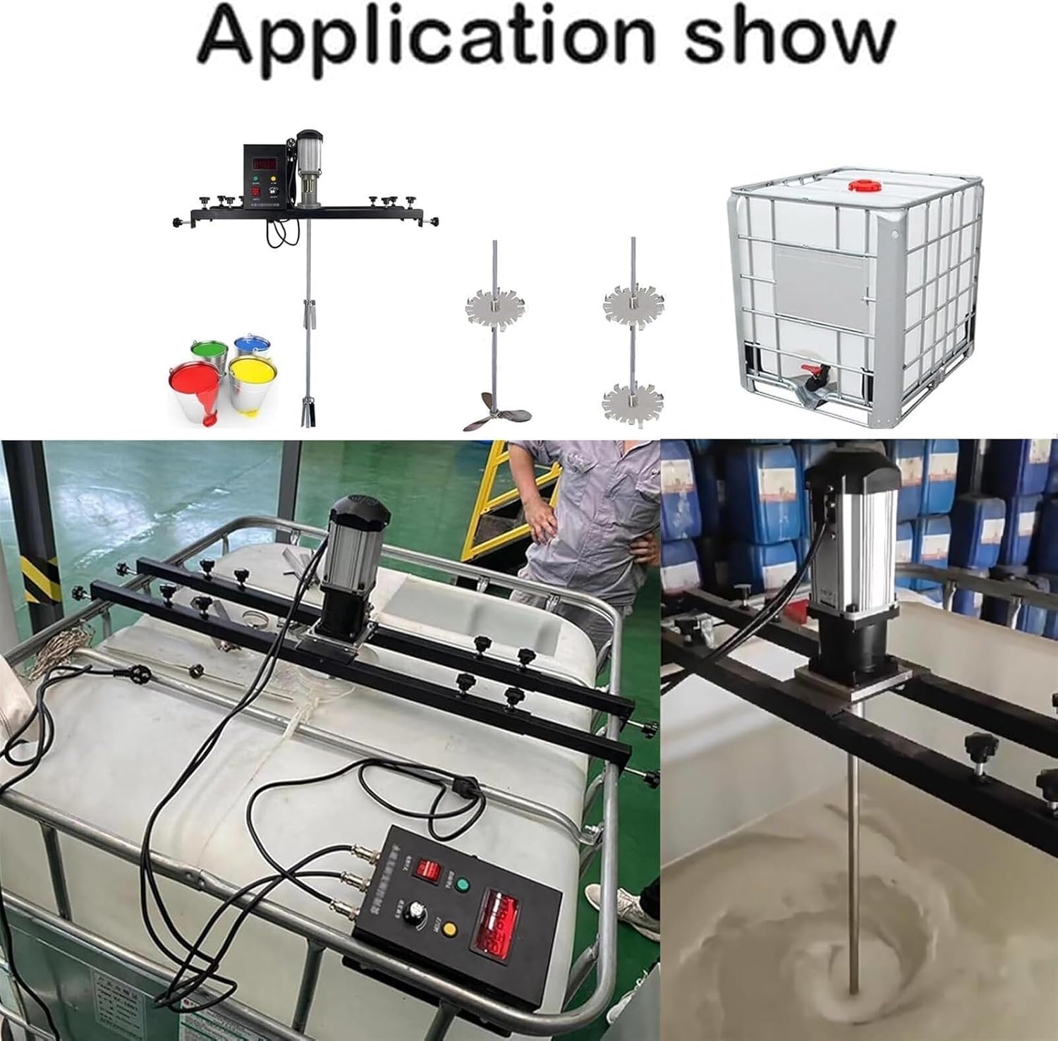 Electric IBC Bucket Mixer, 980W Tank Mixer Machine, 0-3000 RPM Speed Adjustment, Low Noise 45 Decibels, for Ink Dissolving and Paint Mixing, Folding Propeller,Packagea(Packagea)
