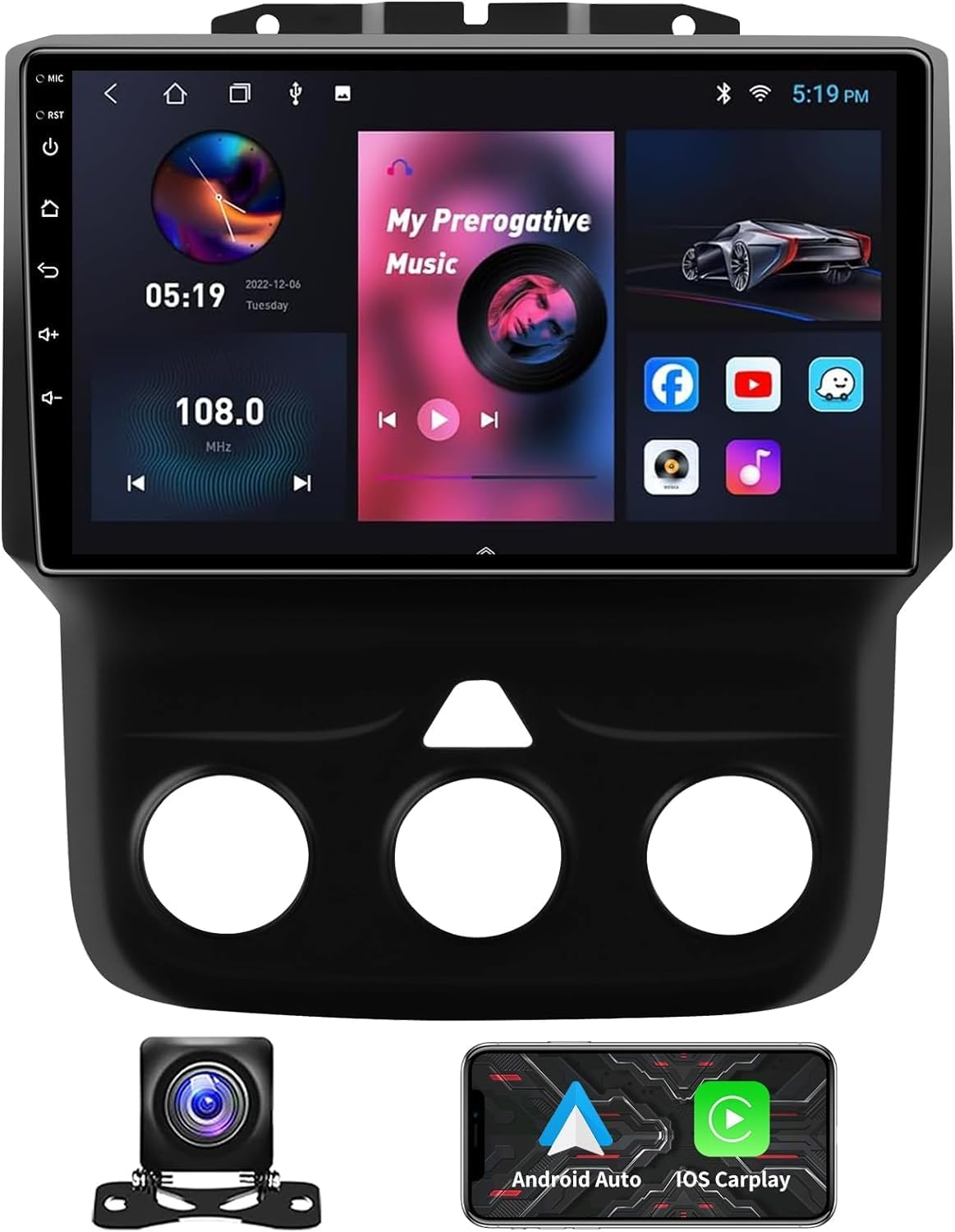 Android 13 [4GB+32GB] Car Radio for for Dodge RAM 1500 2500 3500 2013 2014 2015 2016 2017 2018 with Wireless CarPlay Andriod Auto 9 Inch HD Touchscreen Head Unit 5GWIFI FM RDS